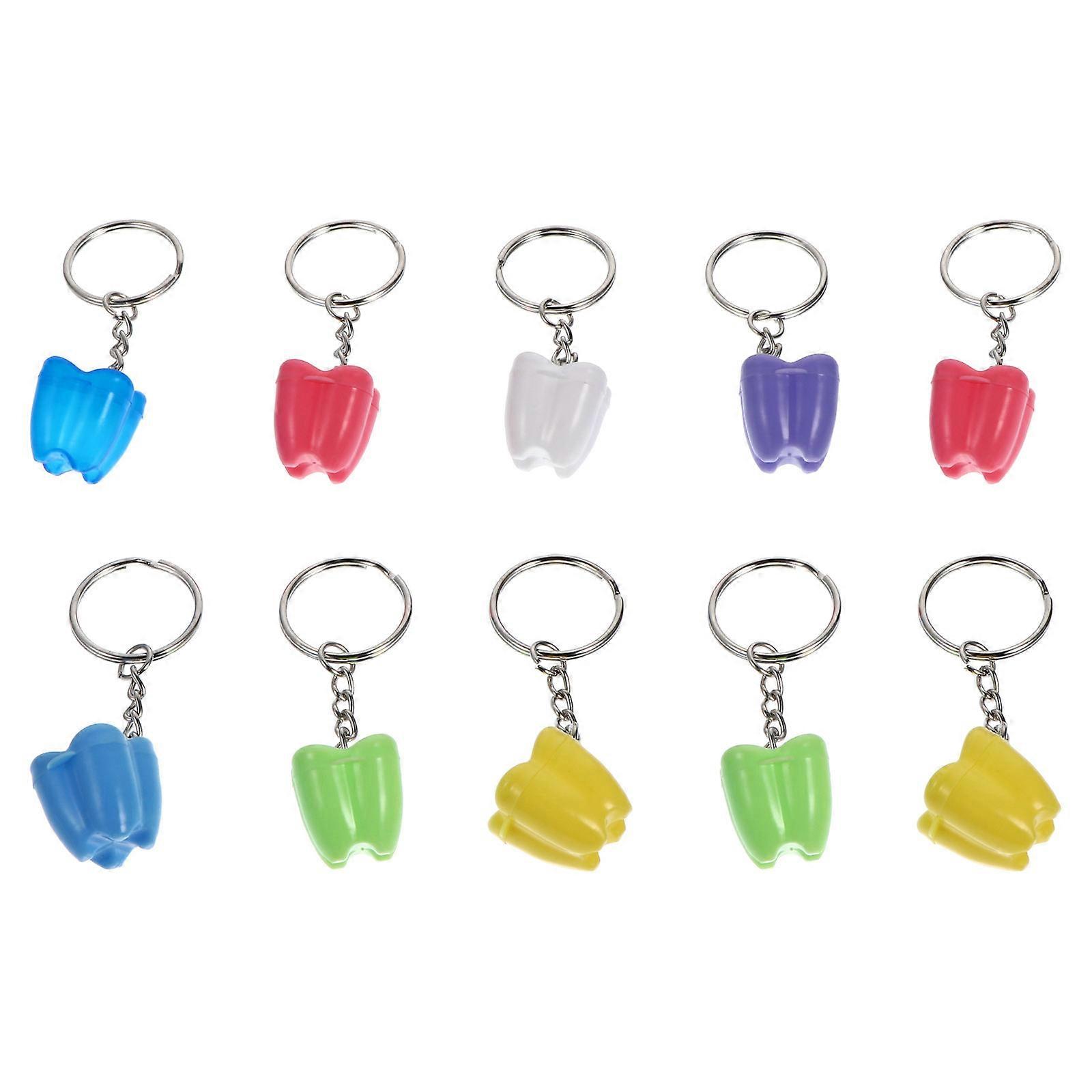 10pcs Kids Teeth Storage Box Key Chain for Deciduous Teeth Storage Key Ring Set
