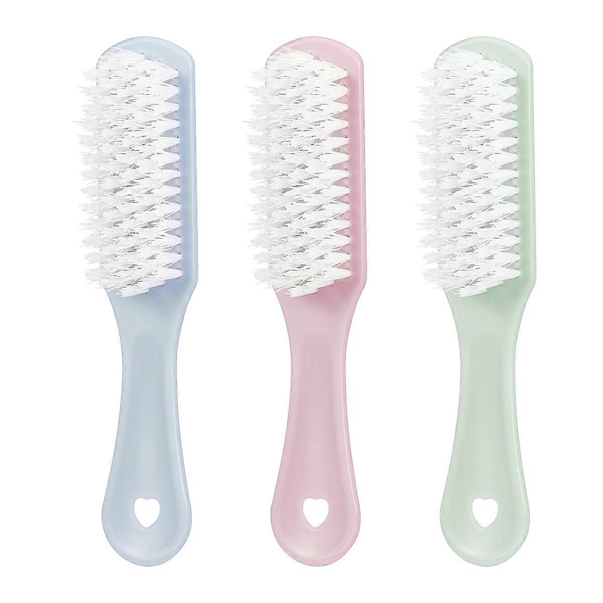 Healifty 3pcs Cleaning Brush Set with PP Bristles for Clothes Shoes and Home Laundry Tools (Blue Green Pink)