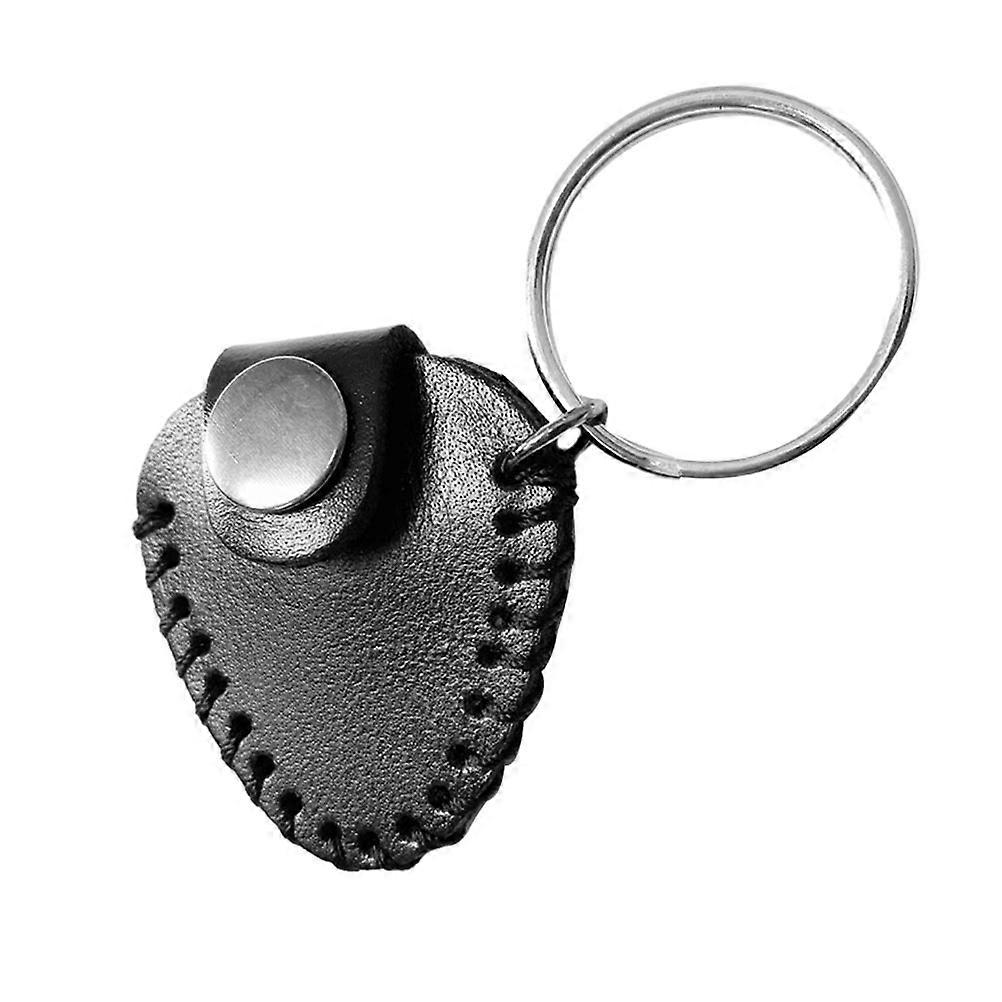 Durable Synthetic Guitar Pick Bag for Plectrums Black Lightweight Portable with Keychain Ring Small Size