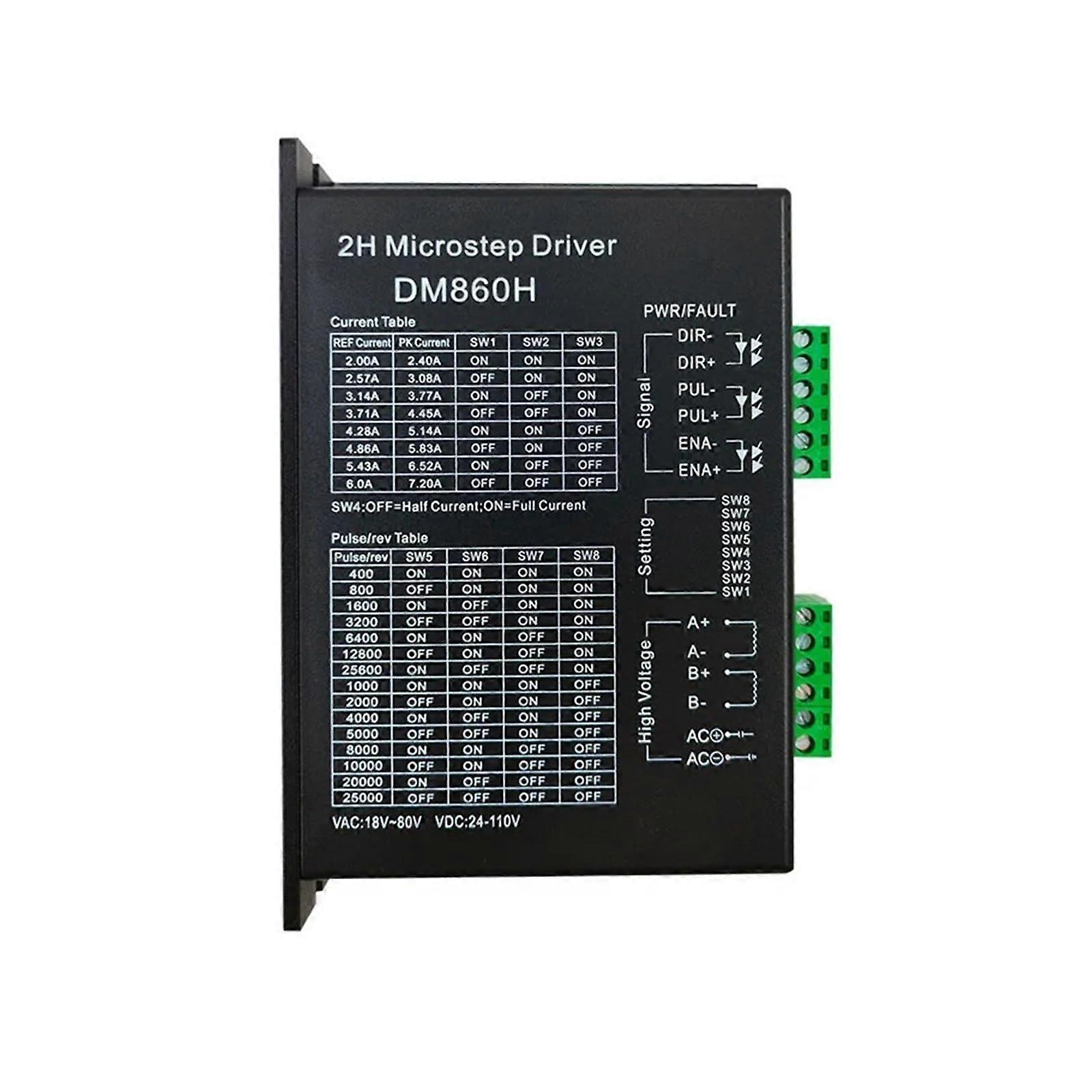 DM860H Stepper Motor Controller, 2H Microstep Driver 24V72V for Nema 23 Nema34 Stepper Motor Driver