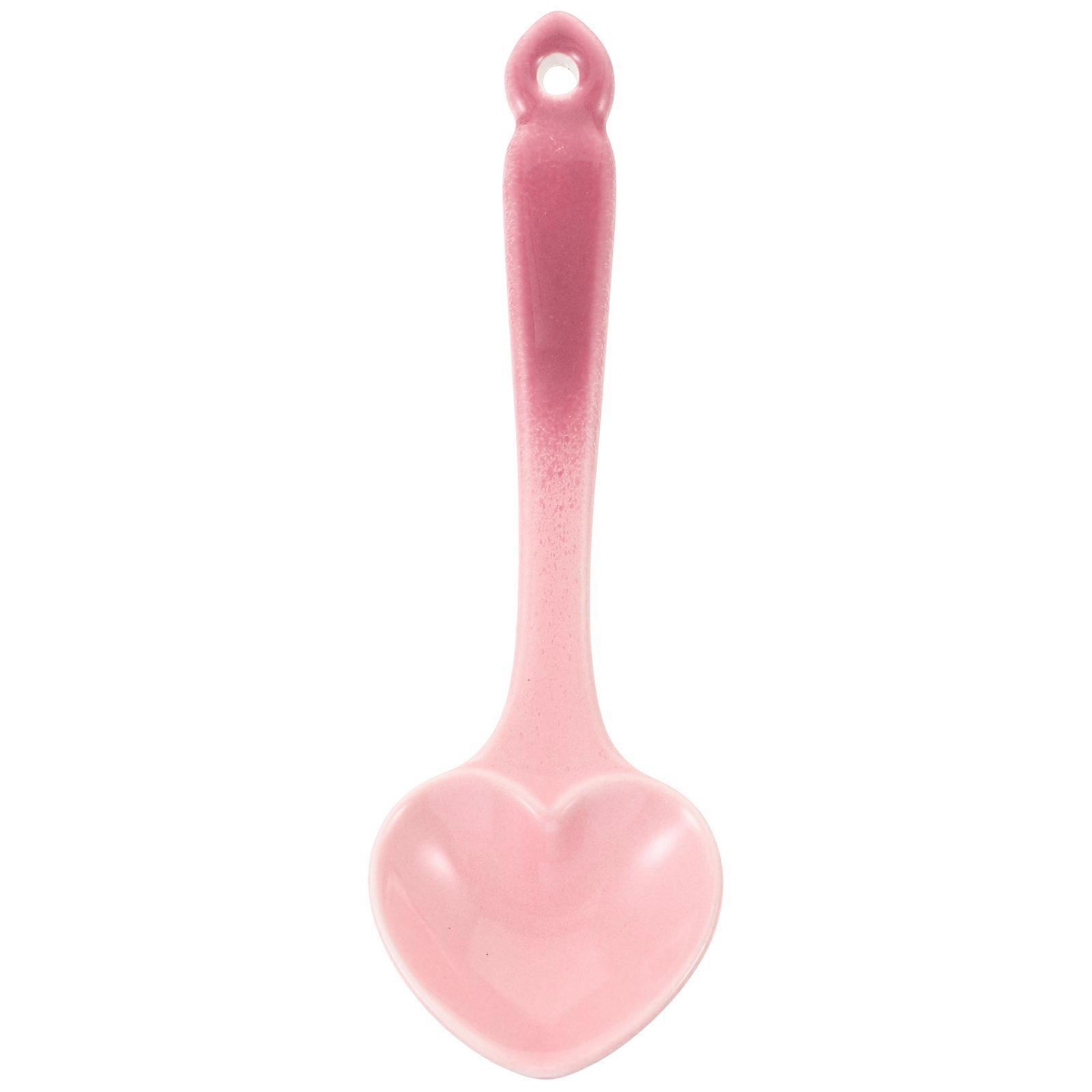 Ceramic Dessert Spoon for Home Use Pink Creative Flatware Tableware 1pc