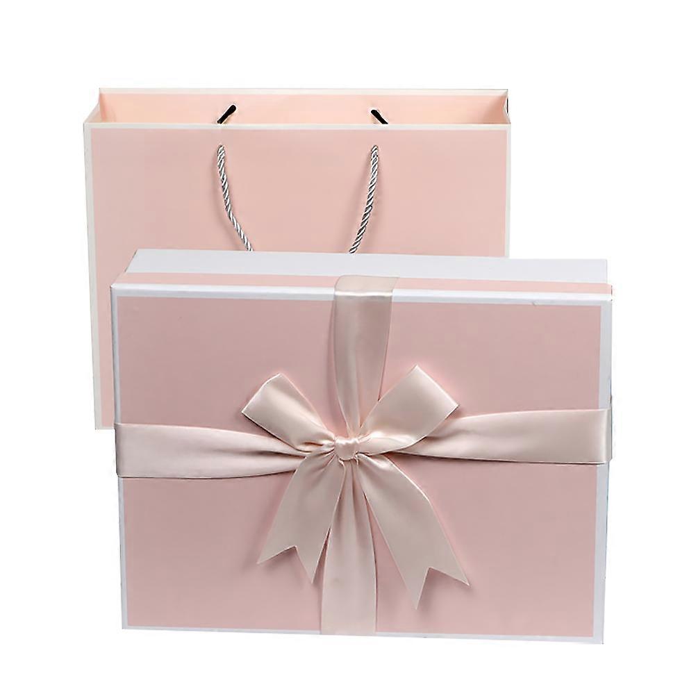Pink Bow Ribbon Gift Box for Christmas and Festivals Durable Paper Gift Wrapping Box 1pc