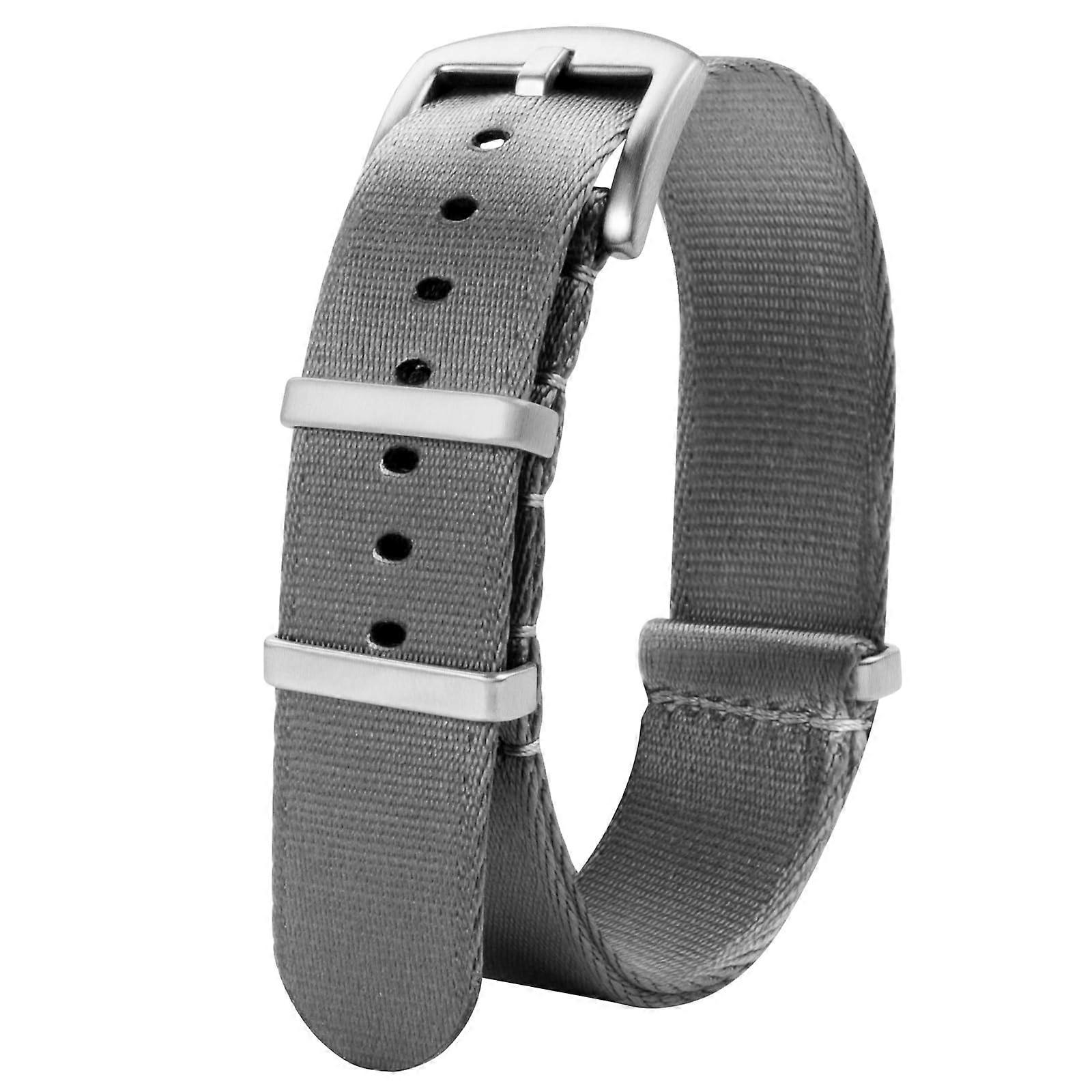 Nato Watch Strap 20 mm Nylon Replacement for Men and Women - Soft Quick Change Watch Band with Grey/Silver Clasp