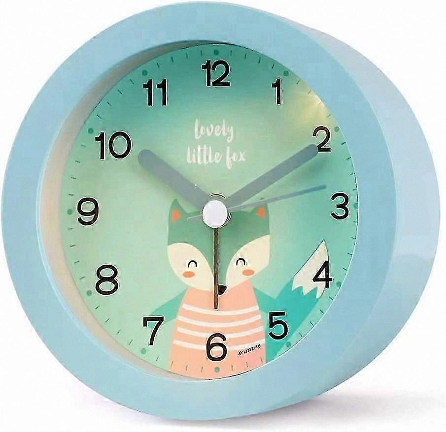 Analog Alarm Clock for Kids, Portable Non-Ticking Bedside Clock with Twin Bell, Battery Operated Desk Clock with Light for Boys & Girls