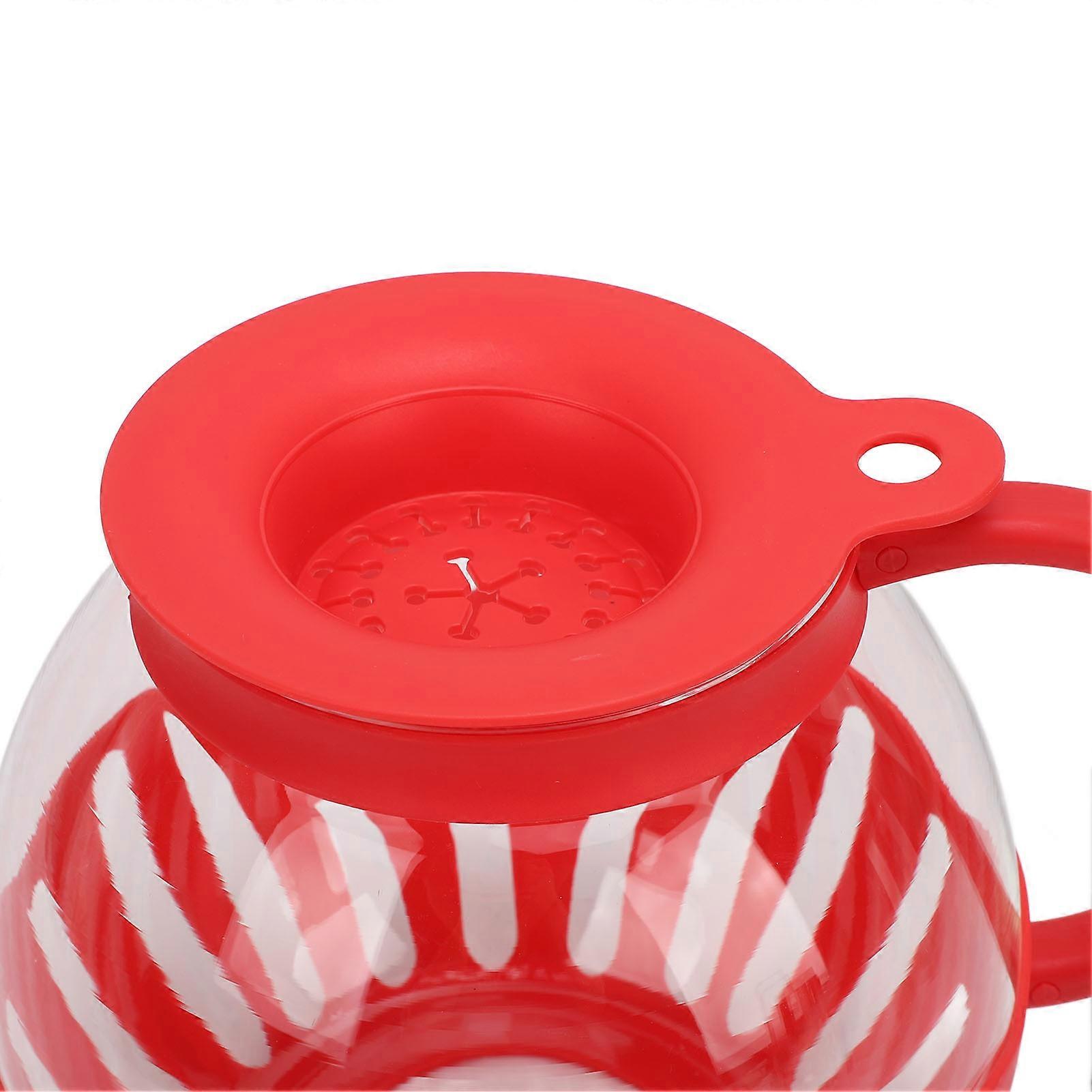 2.13L Glass Microwave Popcorn Popper Wide Mouth Microwave Popcorn Jar with Handle for Cinema Game Party Red
