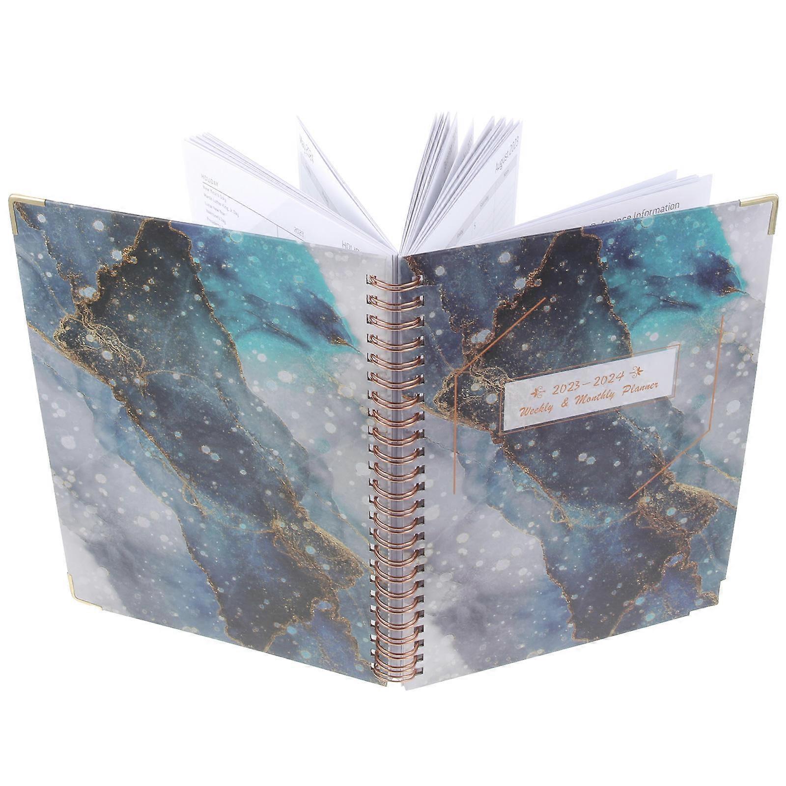 Blue Coil Design Planner Notepad for Students with Paper Smooth Writing Portable Schedule Planner