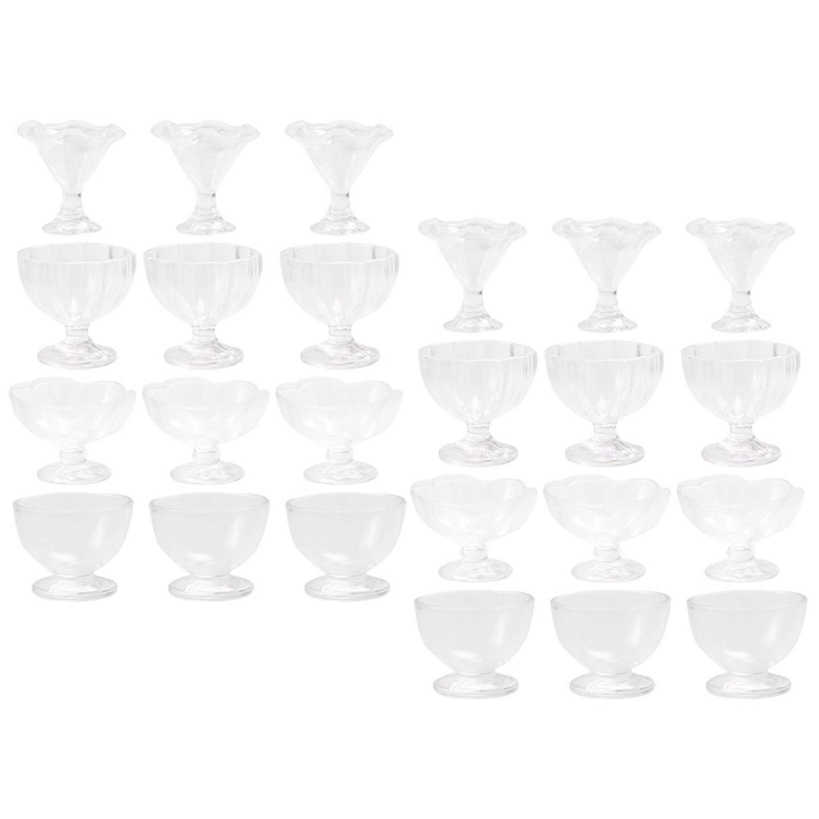 Mini Ice Cream Cups 24Pcs Transparent PVC Durable Miniatures for House Use