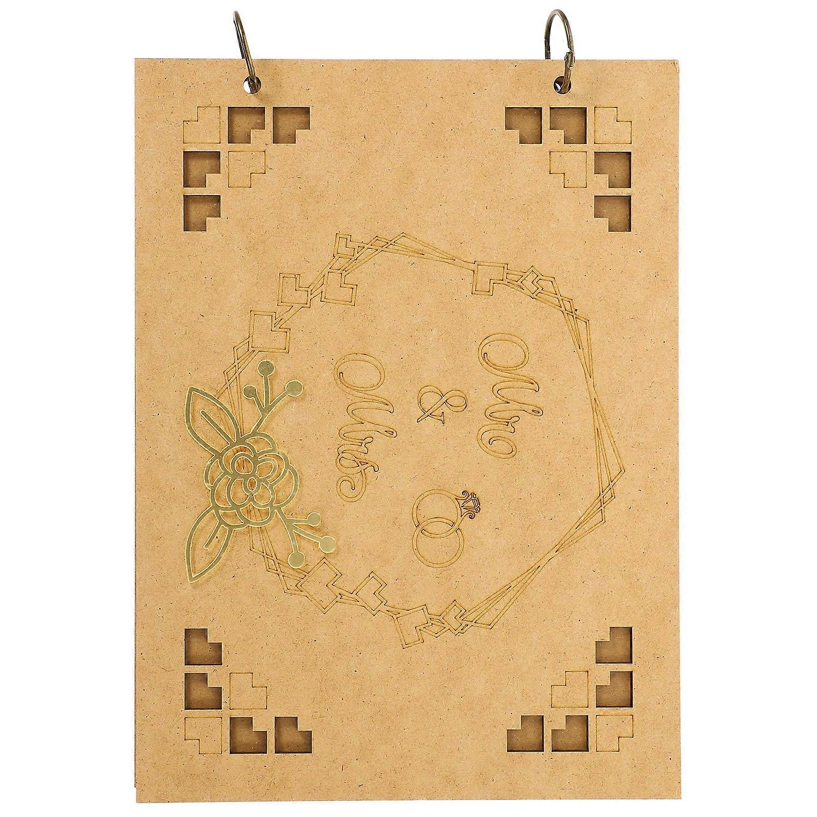 Rustic Wedding Guest Signature Book with Hollow Carved Design – Keepsake Album for Wedding Parties, Newlyweds & Special Events