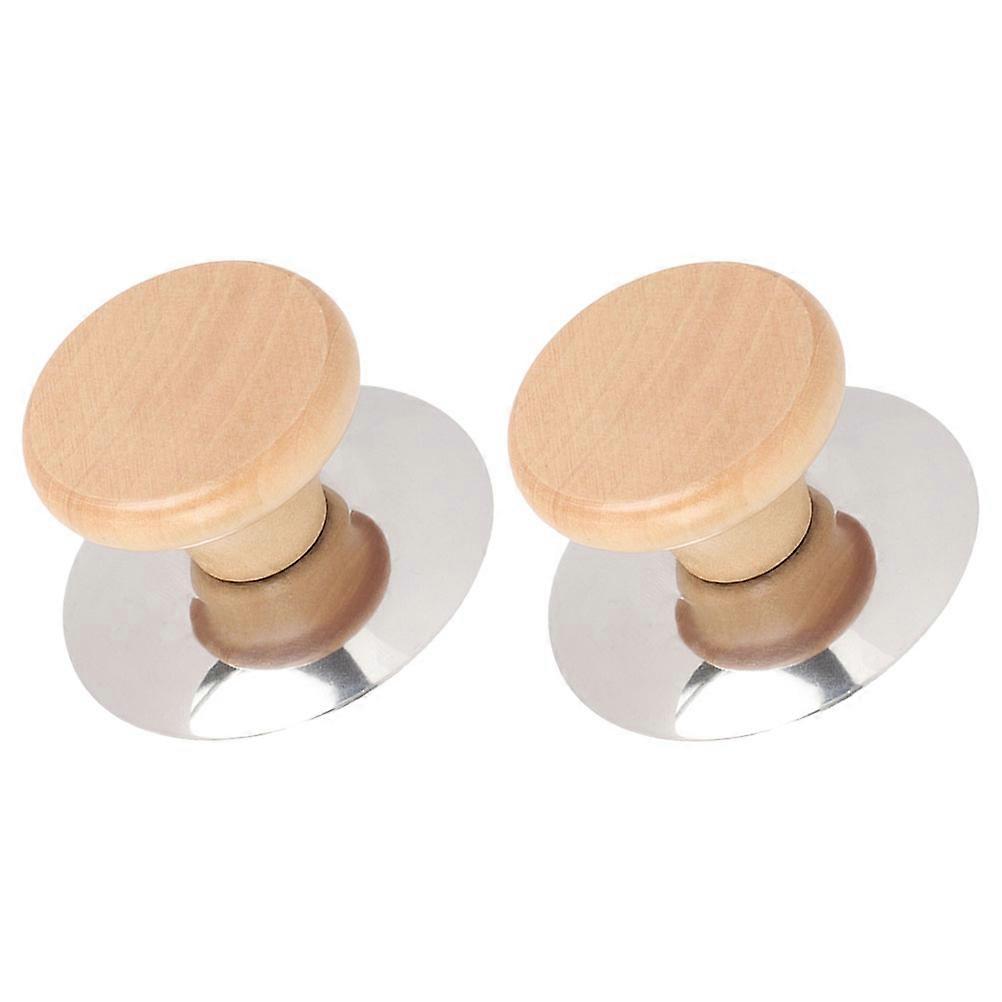 Sturdy Ergonomic Wood and Stainless Steel Pot Lid Knob Replacement for Comfortable Cooking Assorted Colors