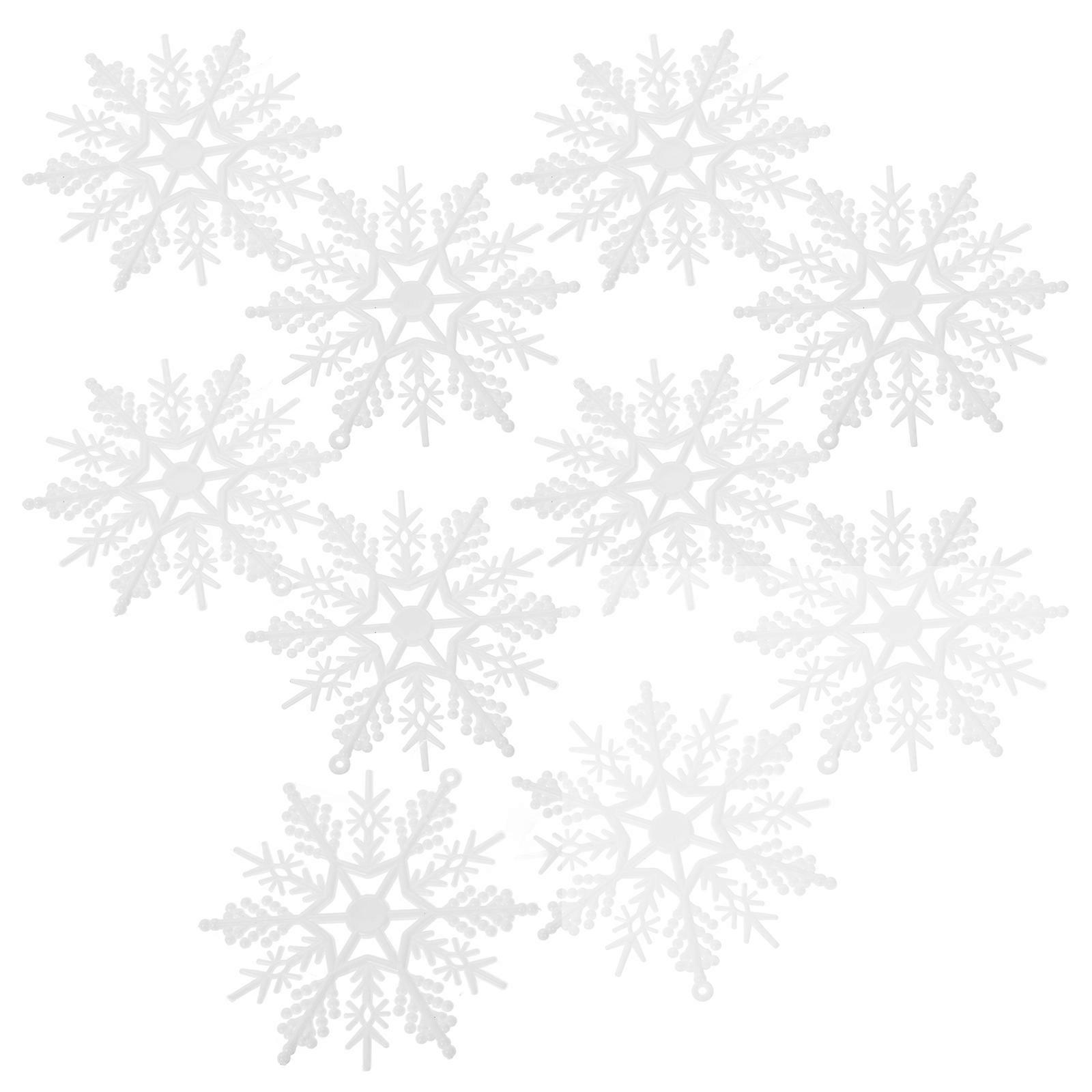 White Plastic Snowflake Ornaments 10pcs Set for Holiday Tree & Winter Home Decor, Festive Event Decoration with Intricate Design