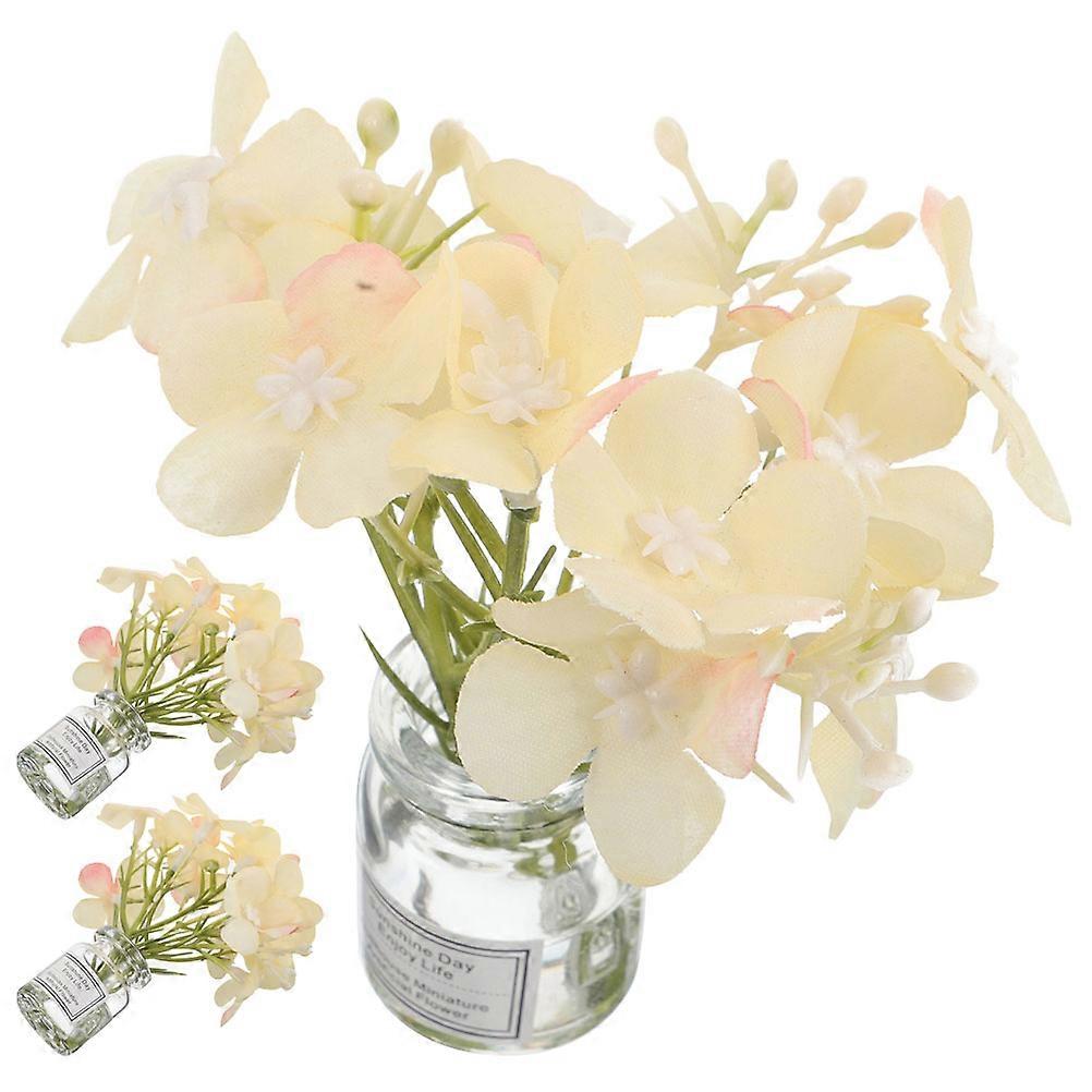 3pcs Mini Flower Vase for Dollhouse Decoration – Realistic Potted Plants for DIY Micro Landscape, Car Desktop Ornament, Miniature Accessories for
