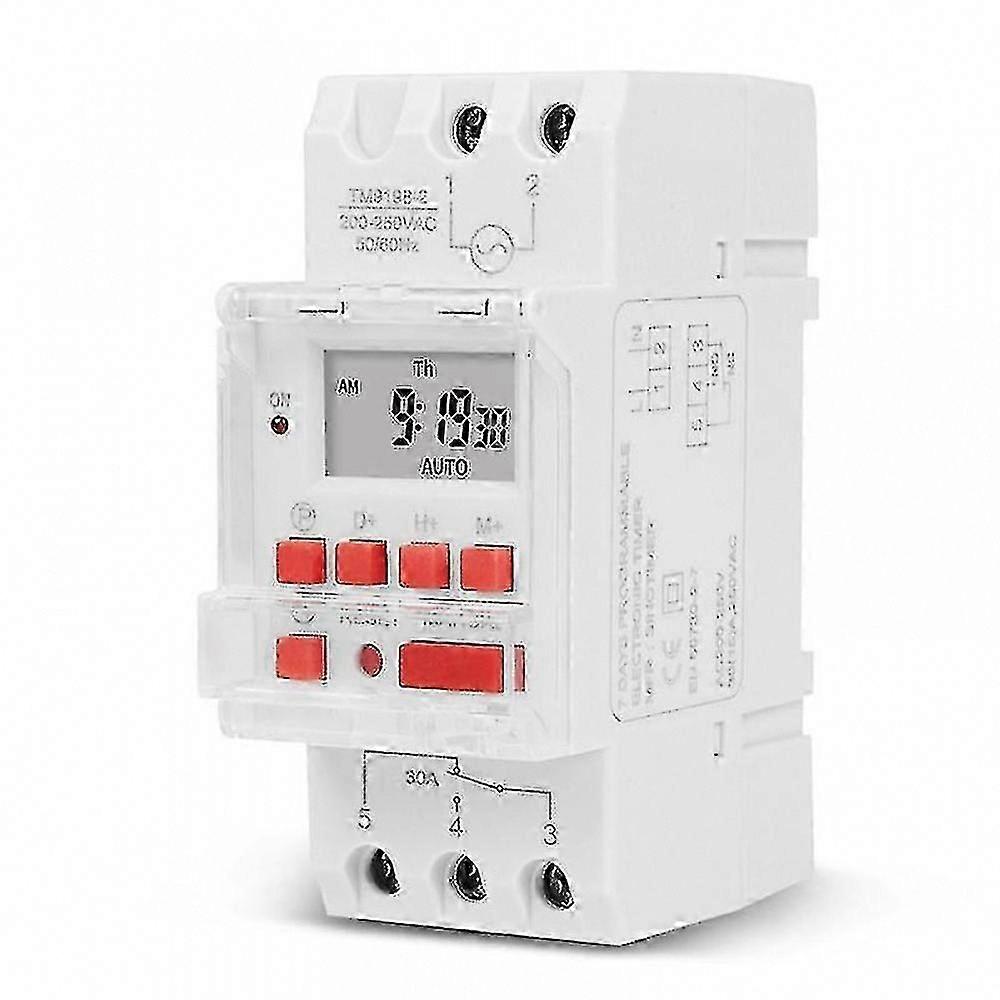 Tm919b 220V 30A Digital Programmable Timer Switch DIN Rail Automatic Cycle Controller for Lights & Fans