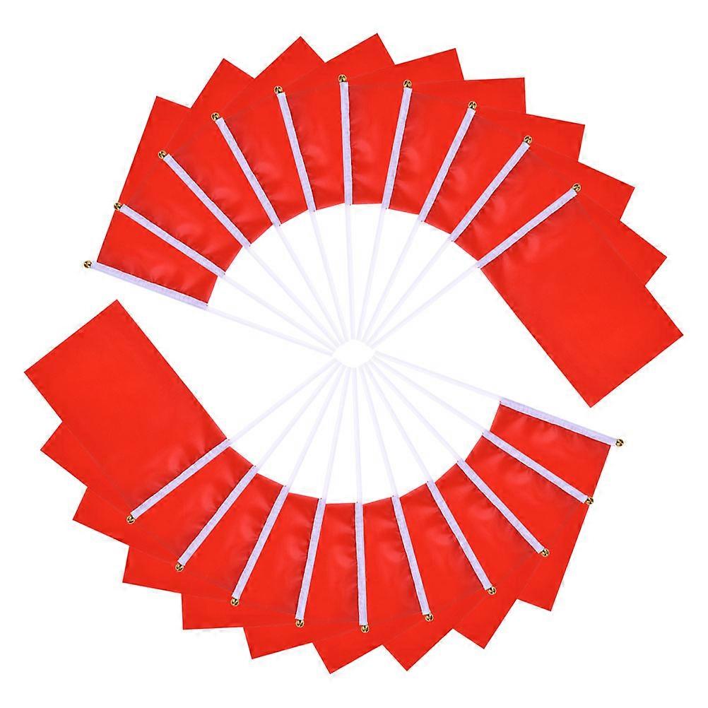 25pcs Red Solid Hand Held Flags Polyester Rectangular Banners for Sports, School Events, Parades, DIY Graffiti and Birthday Celebrations