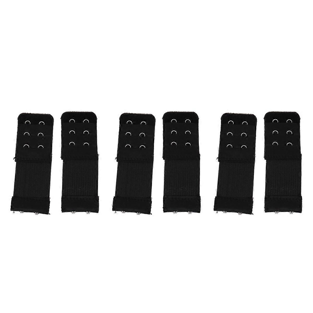 Women's Comfortable Elastic Bra Extenders with Extension Buckle for Added Room Black Polyester 2 Hooks