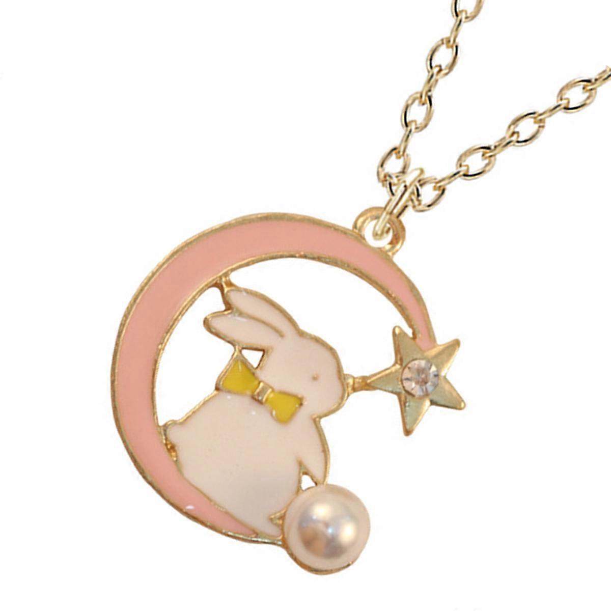Charming Rabbit On The Moon Necklace For Kids Jewelry 17.68X1.30X1.22in Perfect For Various Dressing Styles With 1Pack