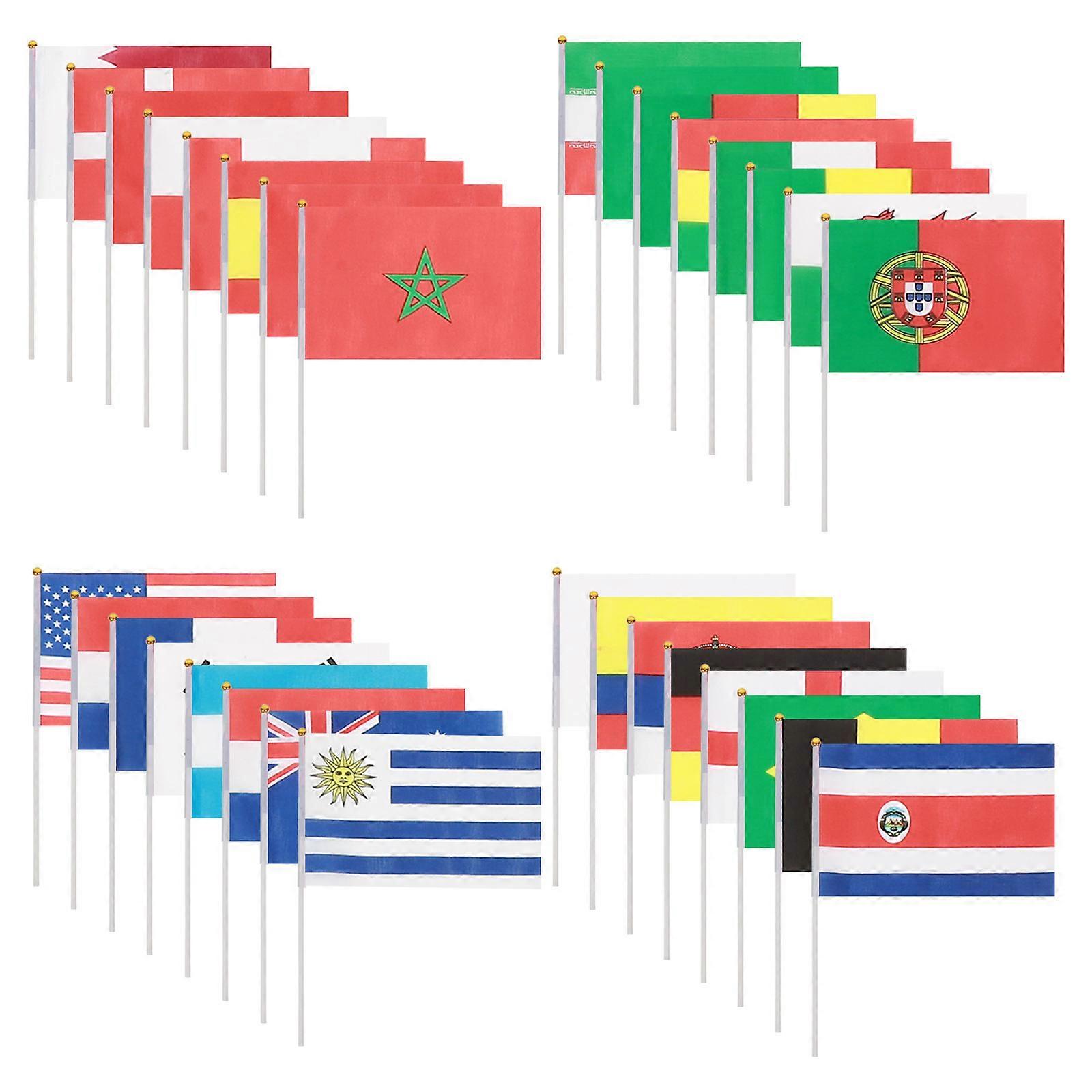 32PCS Small Hand Held National Flags on Sticks for International Banner Decorations at Bar Parties