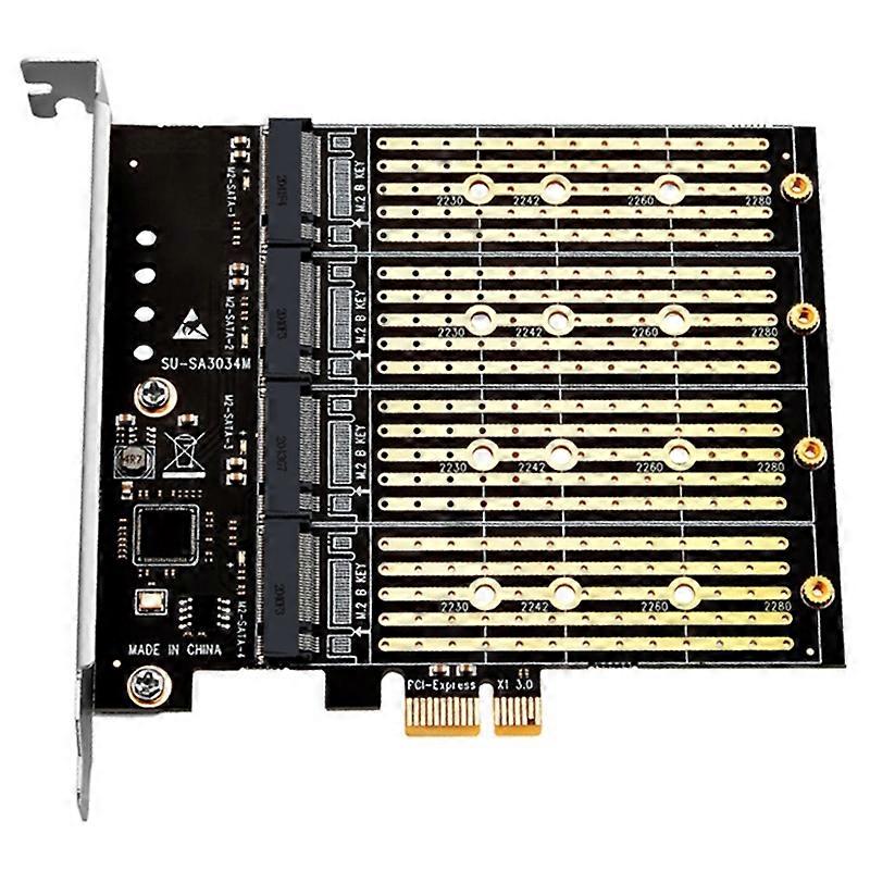 PCIE to M.2 PCI Express X1 Adapter 4 Port M.2 B NGFF SATA SSD Card Expansion Adapter