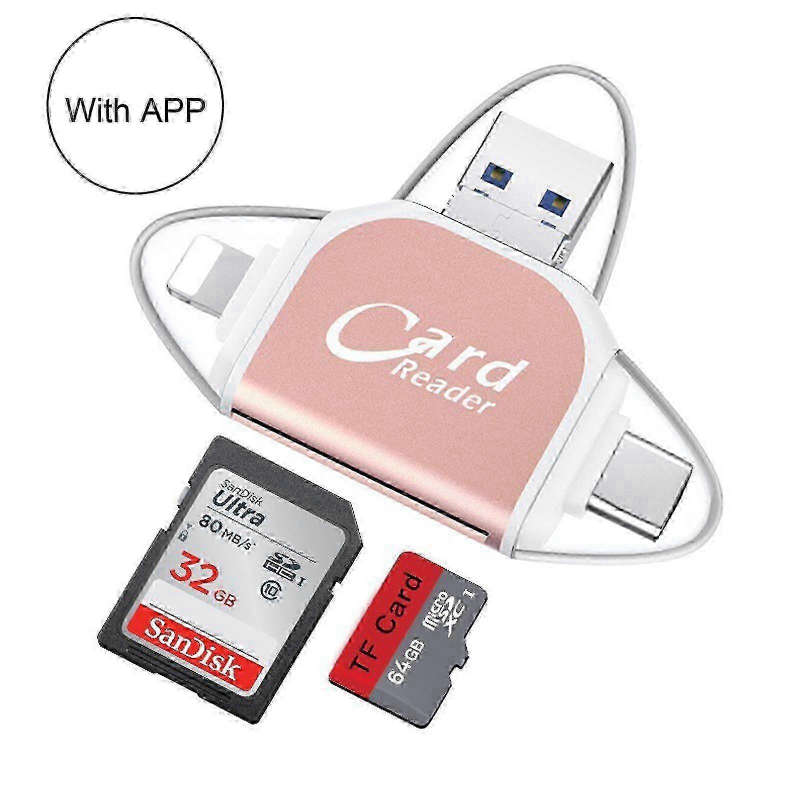 2025 Universal Multi-Port 4-in-1 Card Reader Adapter for Memory Cards