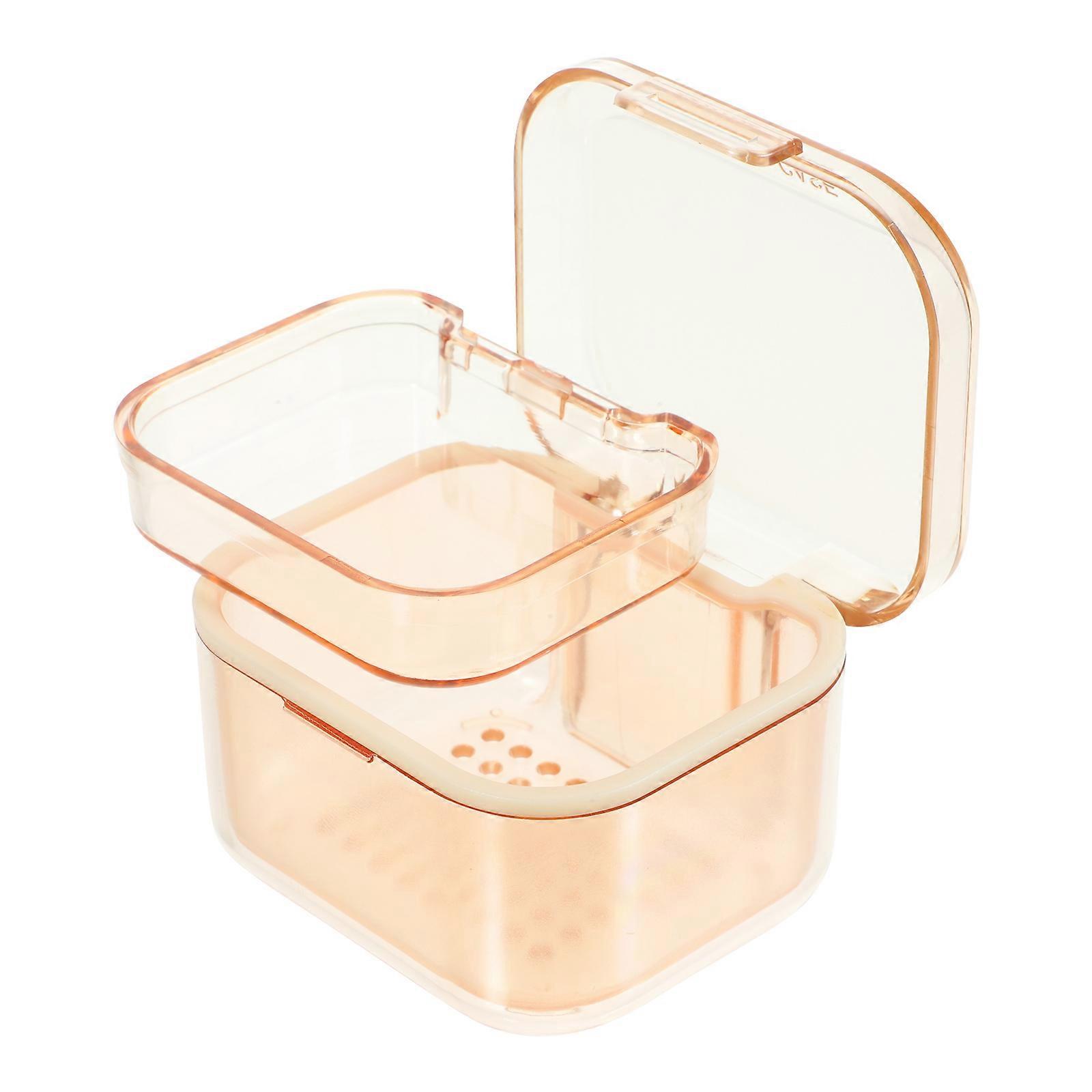 Portable Transparent PC Plastic Denture Storage Box for Travel and Indoor Use 4.5x3.2x2.1 inches