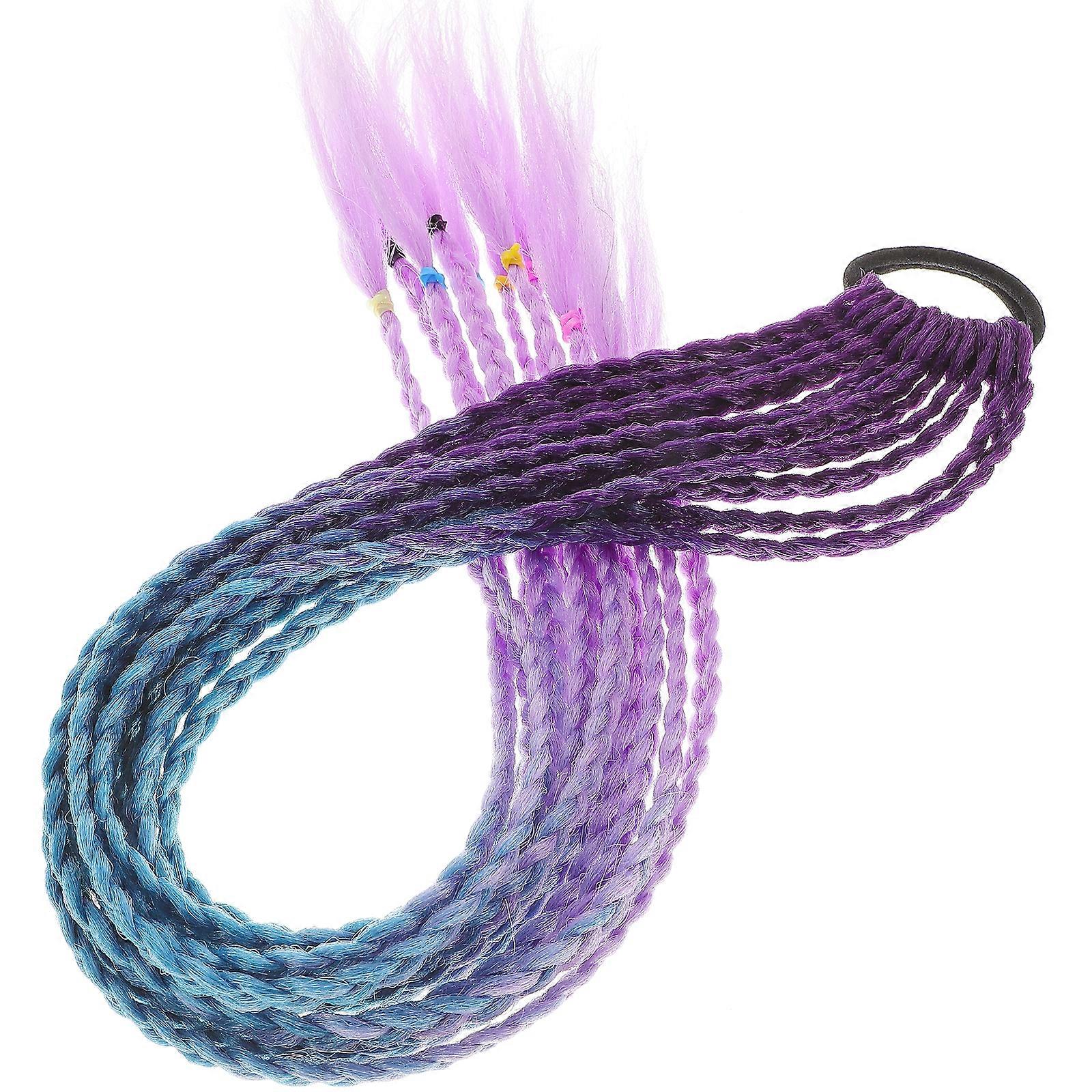 Braided Synthetic Hairpieces for Kids with Hair Rope Extension Silver Color Lightweight and