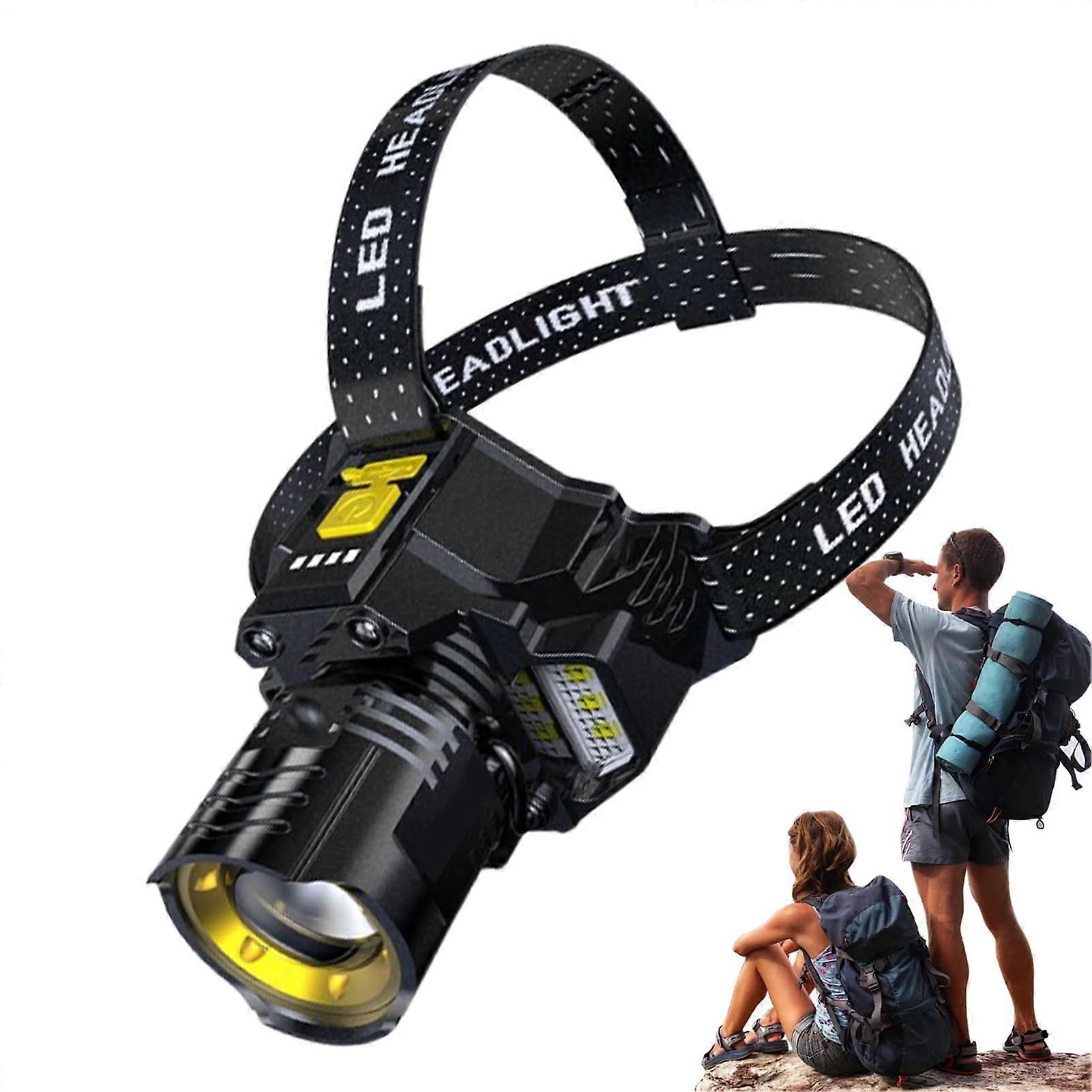 Front for Hiking Rechargeable Headlamp for Adults Waterproof Headlamp with Motion Sensor, Survival Gear for Hiking, Fishing, Hunting