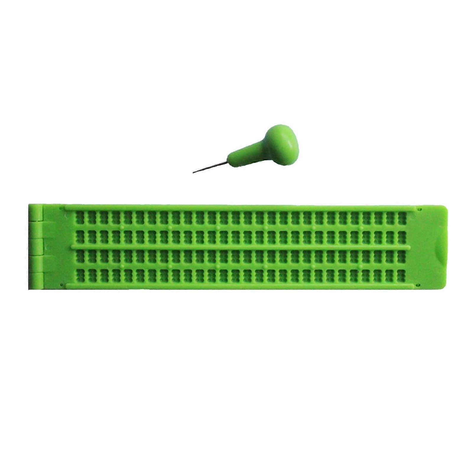 4 γραμμές 28 πλαστικό κιτ σχιστόλιθου Braille σχιστόλιθου Braille γραμμών Braille κυττάρων με το πράσινο γραφίδας