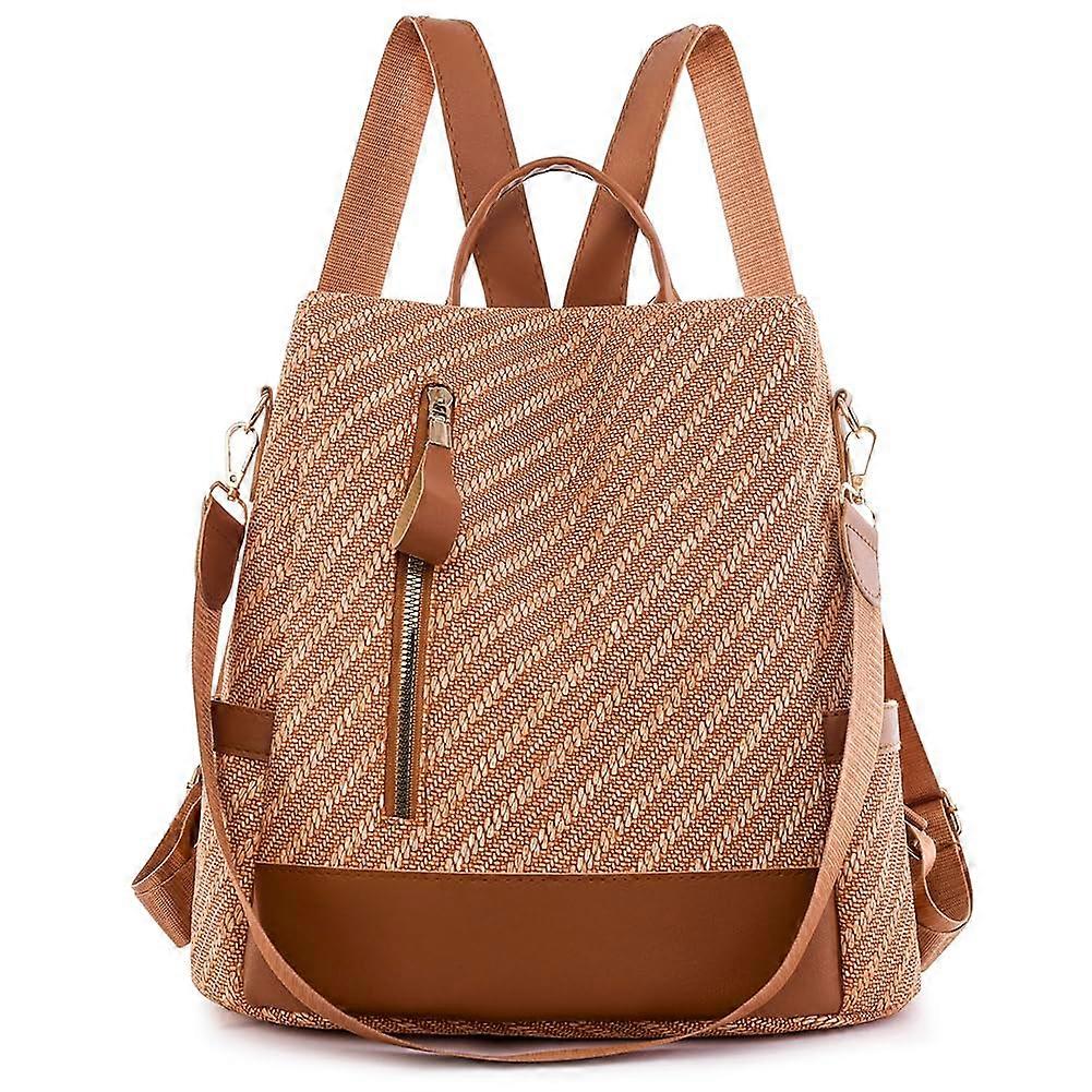 Women's Casual Backpack Large Capacity Waterproof Anti-Theft Backpack with Multi Pockets for Work and Outdoor Use in Brown