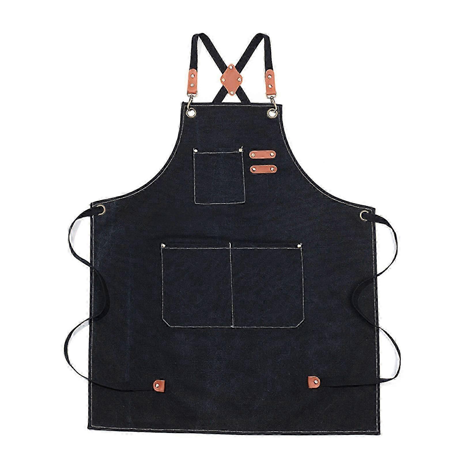 Work Apron With Tool Pockets, Durable Chef Workshop Carpenter Apron For Kitchen Garden Hot