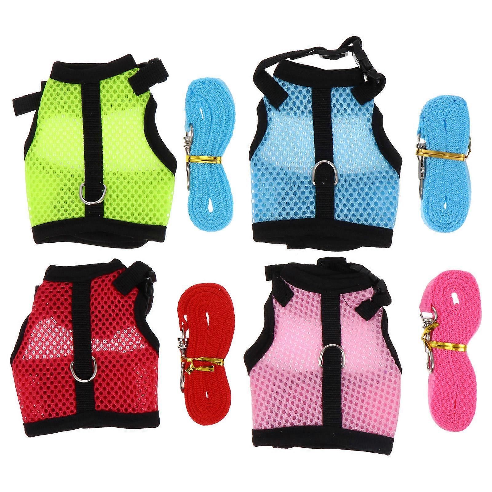 Rabbit Harness Vest with Leash – Breathable Mesh Design, Lightweight & Comfortable for Outdoor Walking & Activities – 4pcs Set