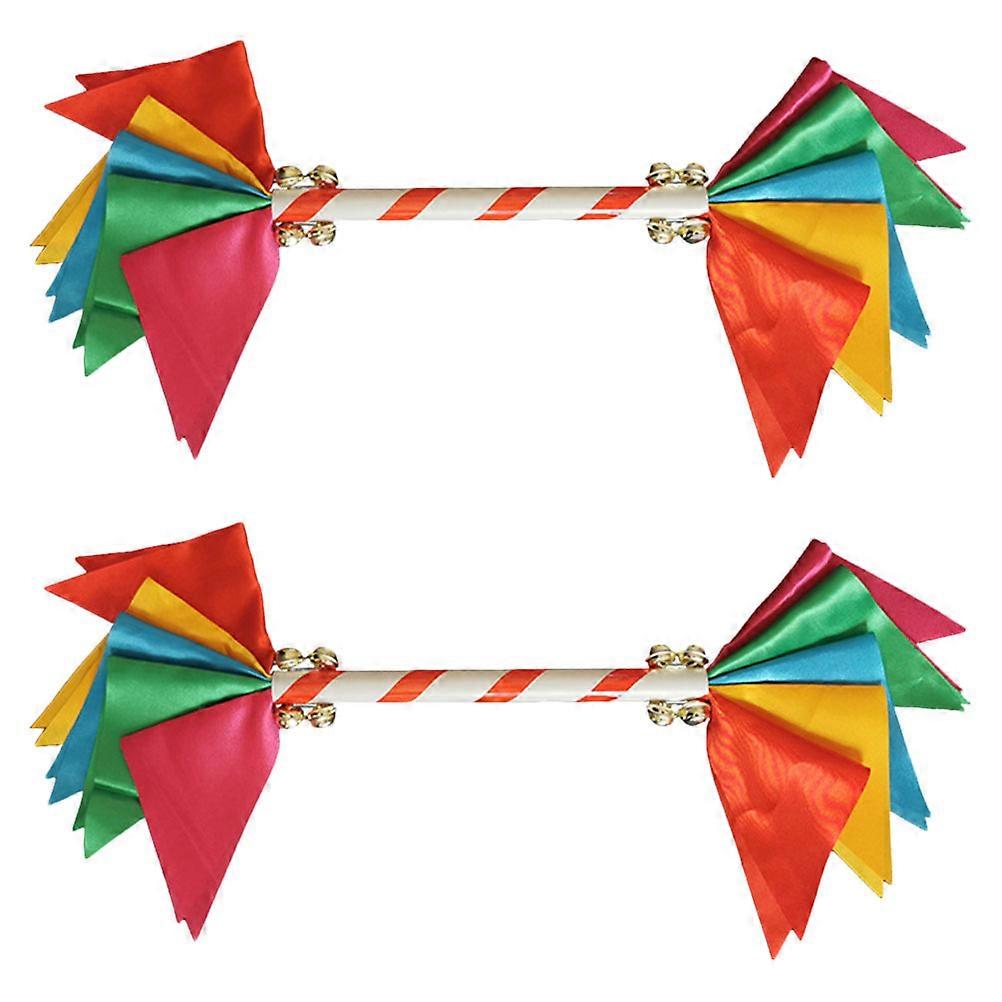 Multi Flower Stick Bell Performing Prop for Performance 2Pcs Kids