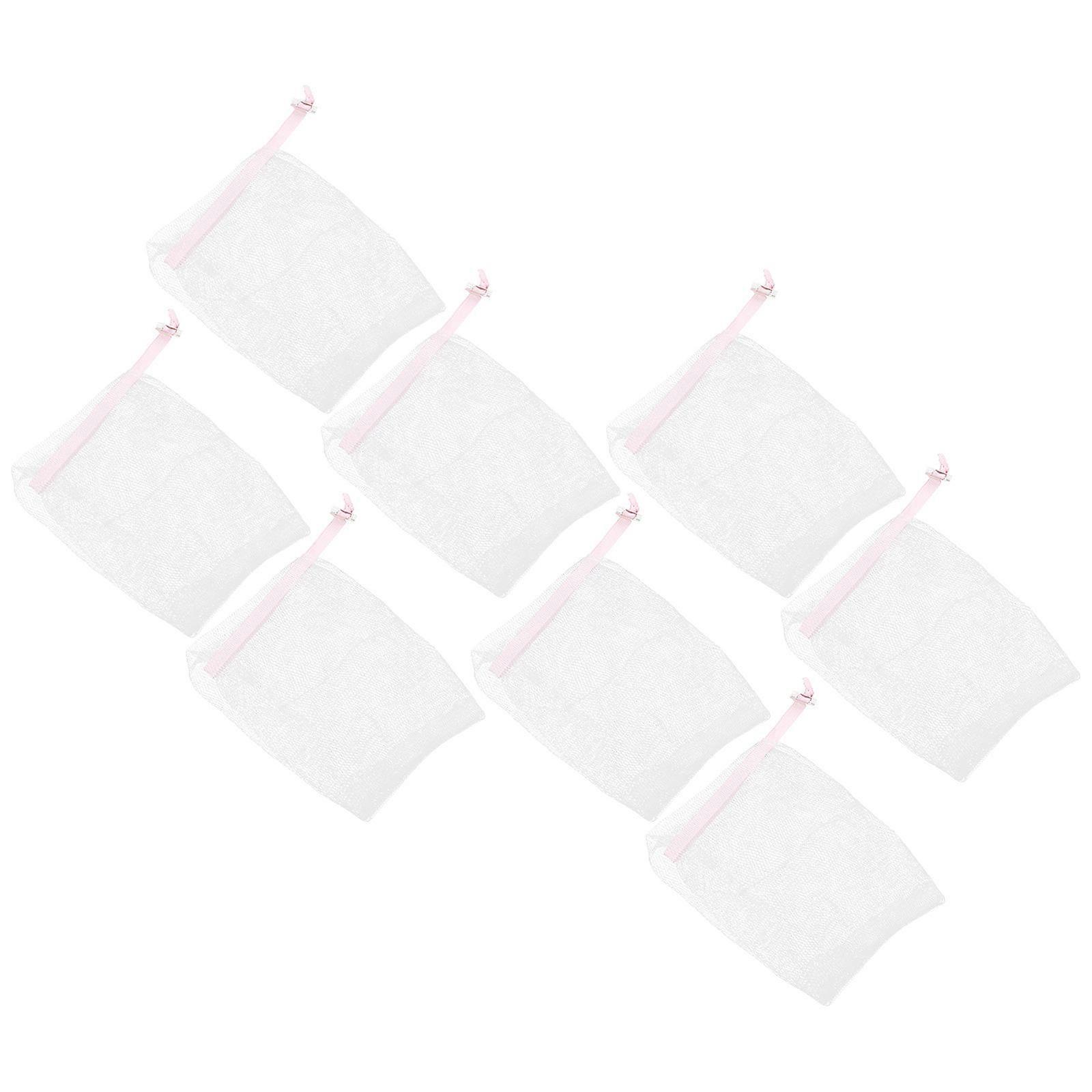 Foaming Nets Bag 8Pcs Cleansing Skin Pores Face Washing Tool 14X10cm Pink Multipurpose Ideal For Traveling And Bathroom Use
