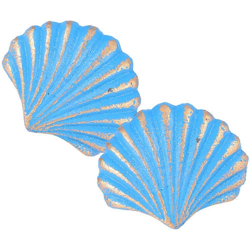 Single Hole Pull Handle Great For Art Exhibitions With Vintage Style Scallop Shaped Iron Handle In Eye-Catching Sky-Blue 2Pcs