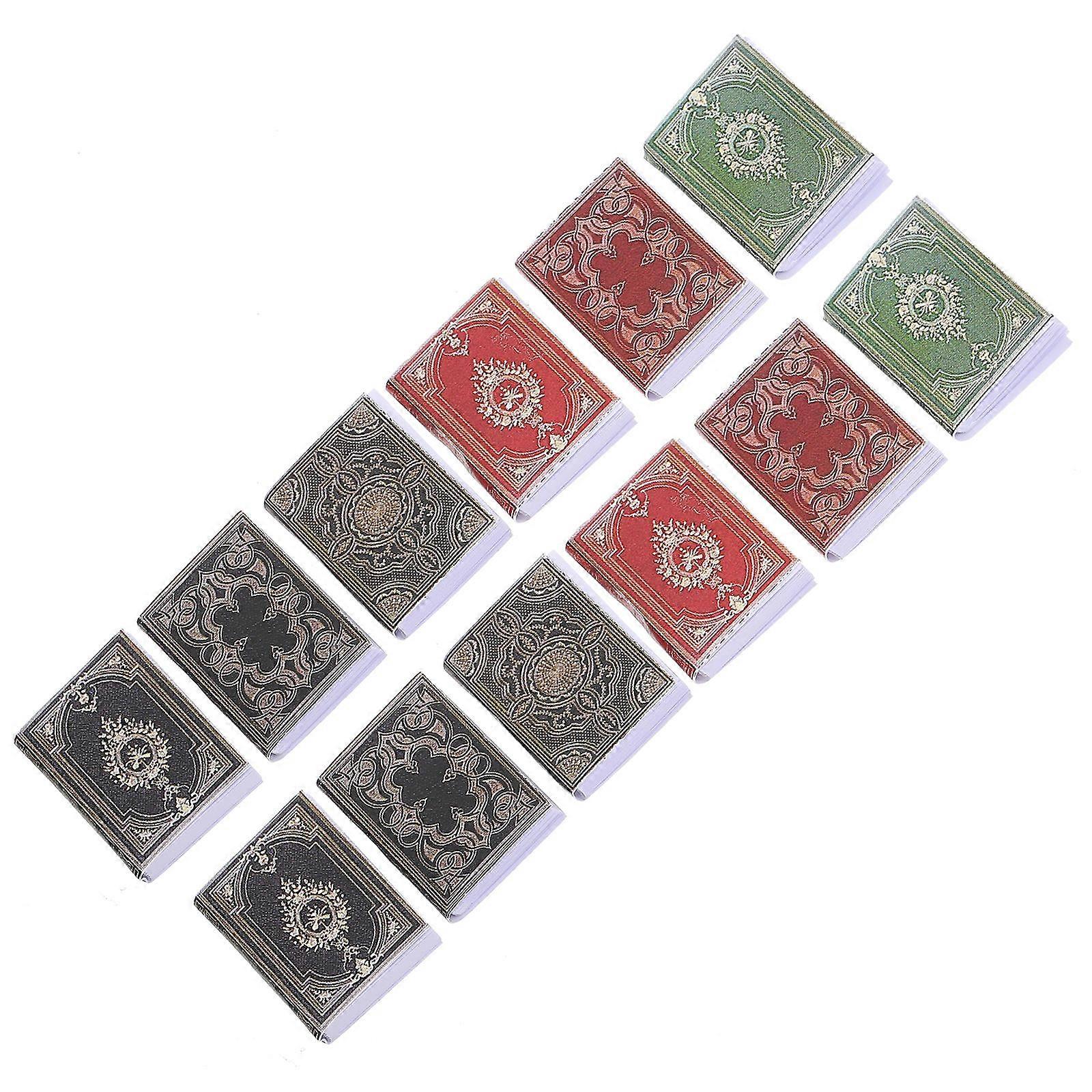 Mini Toy Books Photography Props 12Pcs Retro Miniature House Decorative Supplies 2.1X1.6X0.4CM