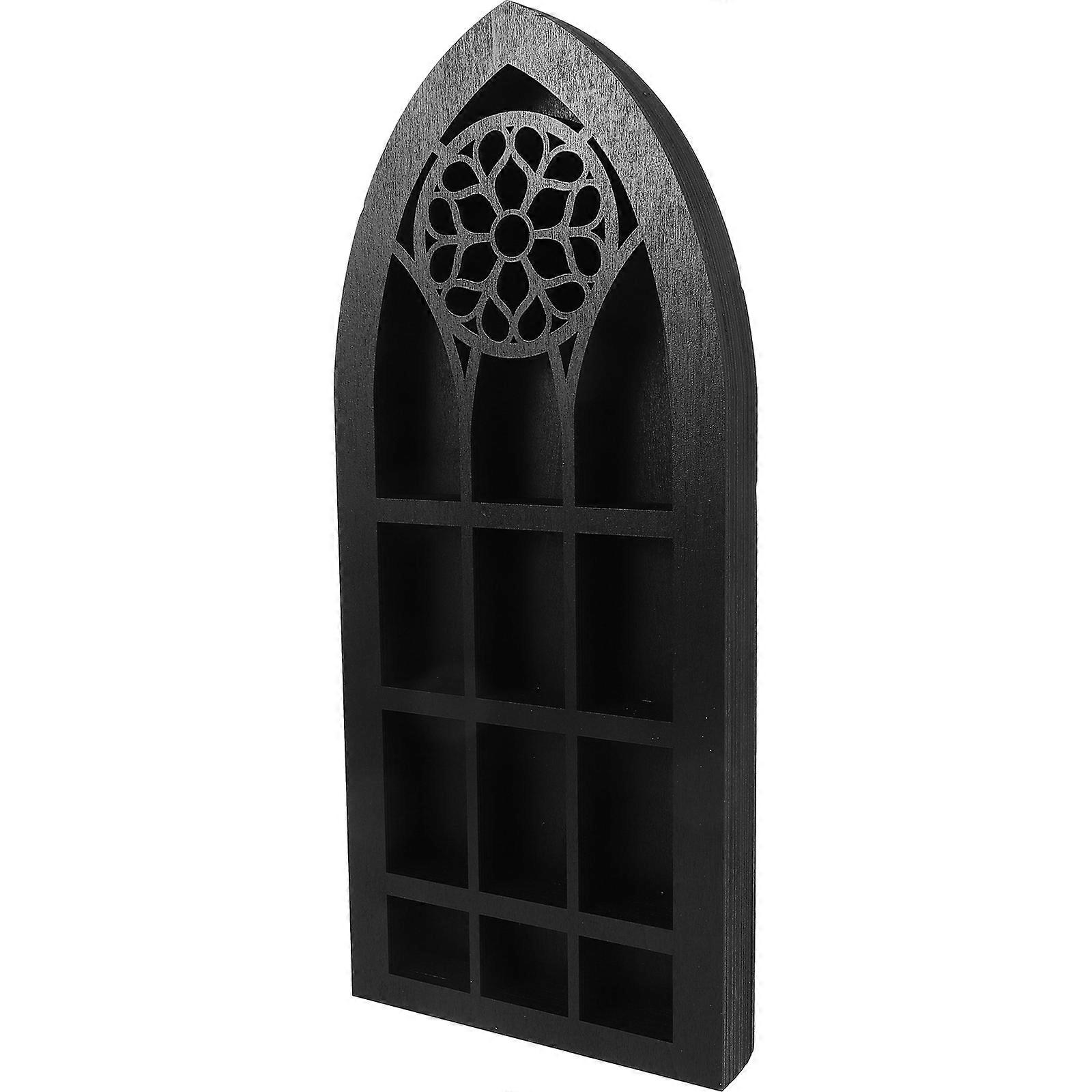 Crystal Display Holder Wall Shelf For Home Decor With Handmade Black Wooden Design 1Pack