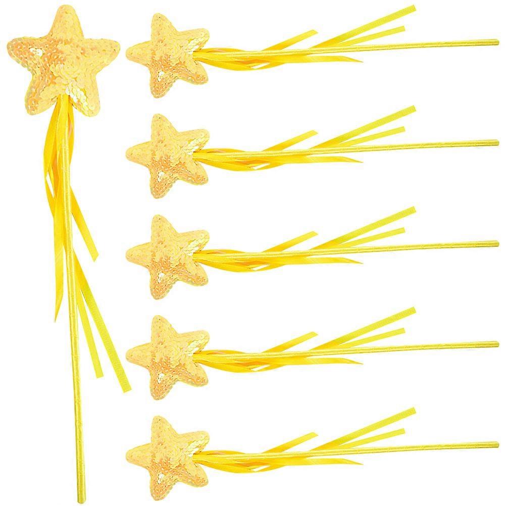 6pcs Sparkly Sequin Star Fairy Wands for Costume Props – Perfect for Birthday Parties, Dances, Photography, and Fairy Tale Accessories