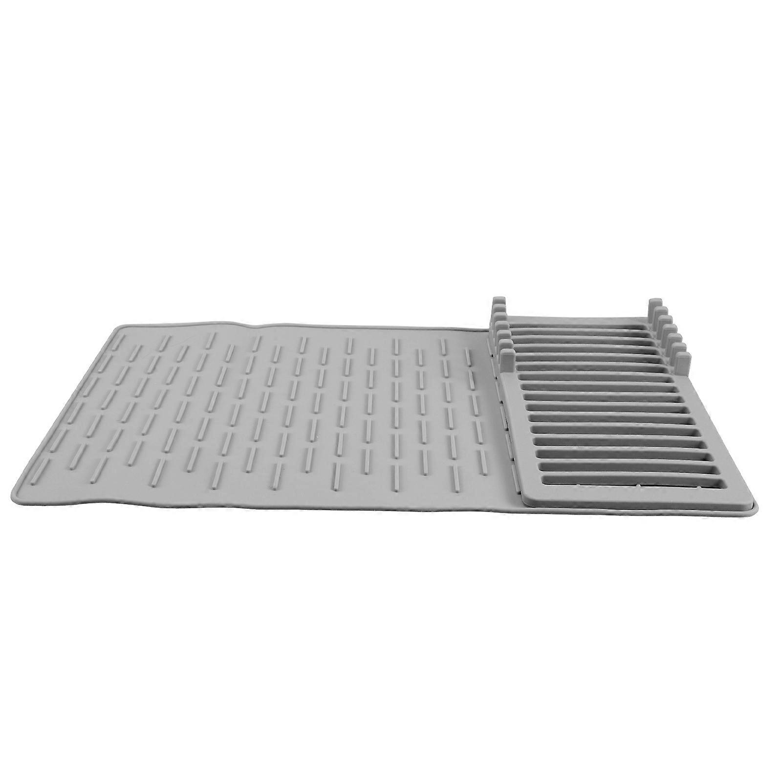 Heat Resistant Silicone Dish Drying Mat, Non Slip, Foldable Kitchen Sink Drainer Tray, Countertop Protector for Dishes and Utensils