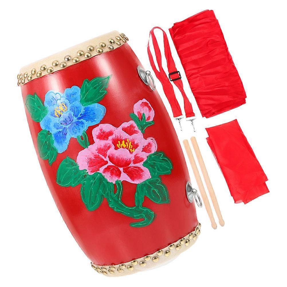 Percussion Drum Set 1 Set Red Waist Drum Musical Instrument For Performance Activities Traditional Design