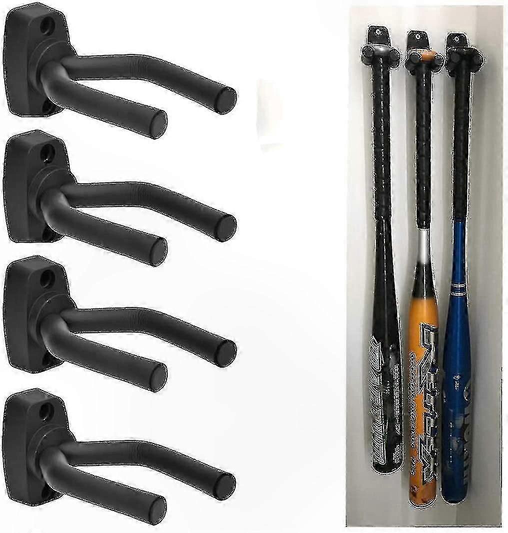 Vertical Bat Rack for 4 Bats, Wall Mounted Storage Solution, Black Finish