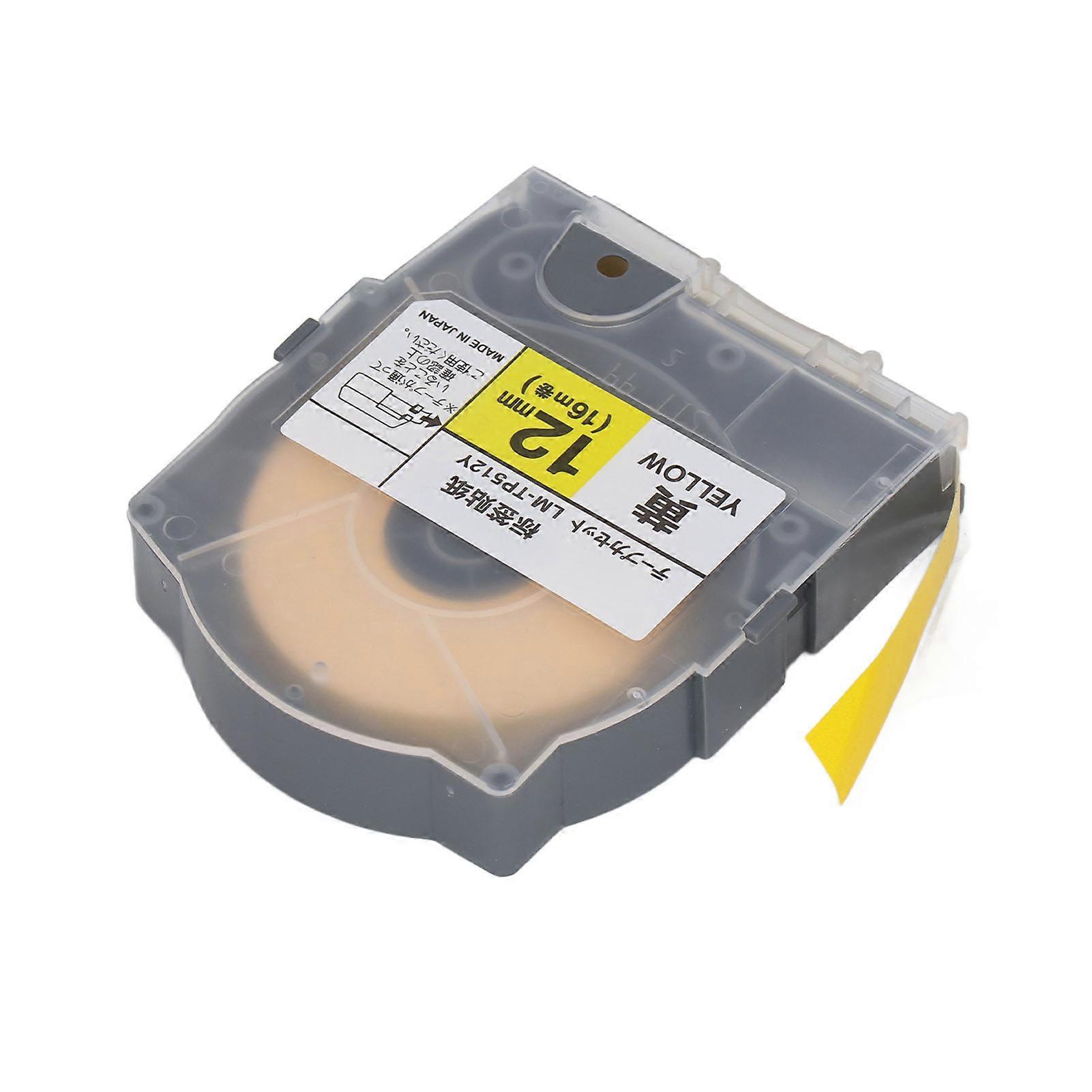 Label Tape 12mm 16m PET Material Abrasion Resistant Label Maker Tape with Shell for MAX LM 550A Yellow 