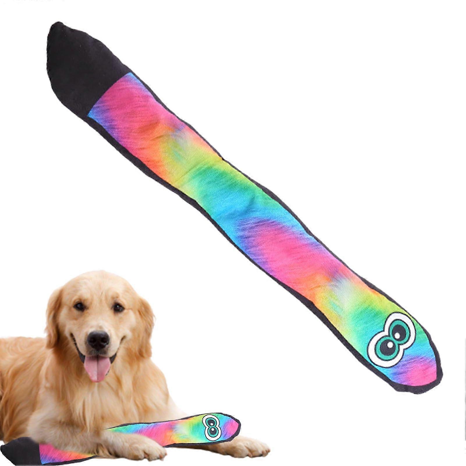 Snake Dog  Toy  Unmatched Durable, Plush Squeaky Puppy with Tail Squeakers  Rainbow Long for Small and Large Breeds