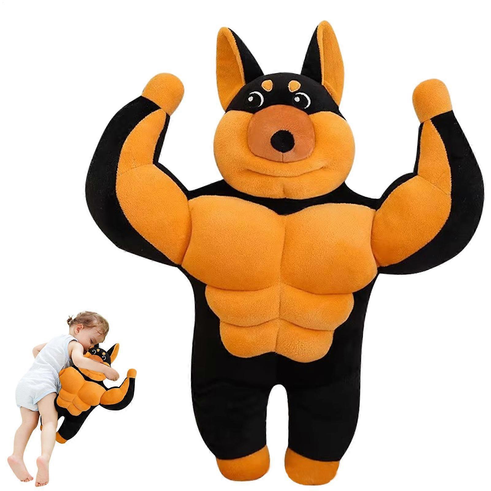 Dog Plush Toy Muscular Cartoon Style Plush, Soft Fabric, Flexible Dog Toy, Portable Bedroom And Sofa Toy