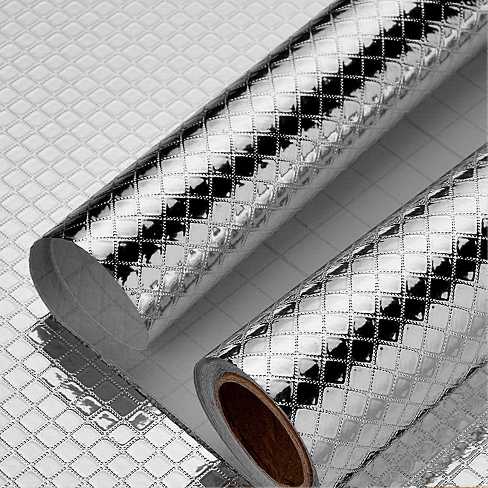 Self-Adhesive Wallpaper with Aluminum Foil Structure, Waterproof and Oil-Resistant, 30x300cm, Furniture and Countertop Covering, Color: 1