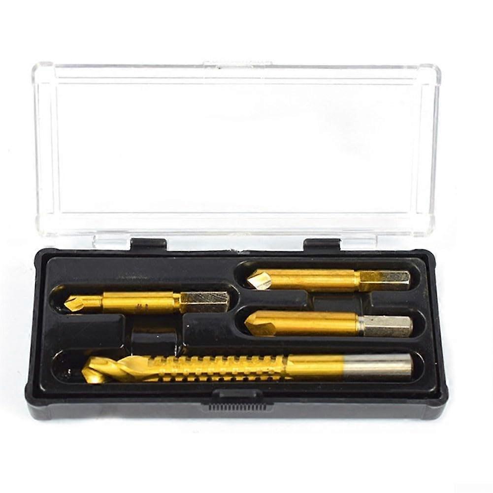 4PCS HSS Screw Extractor Set for Removing Broken Screws and Bolts with Saw Drill Bit for Woodwork