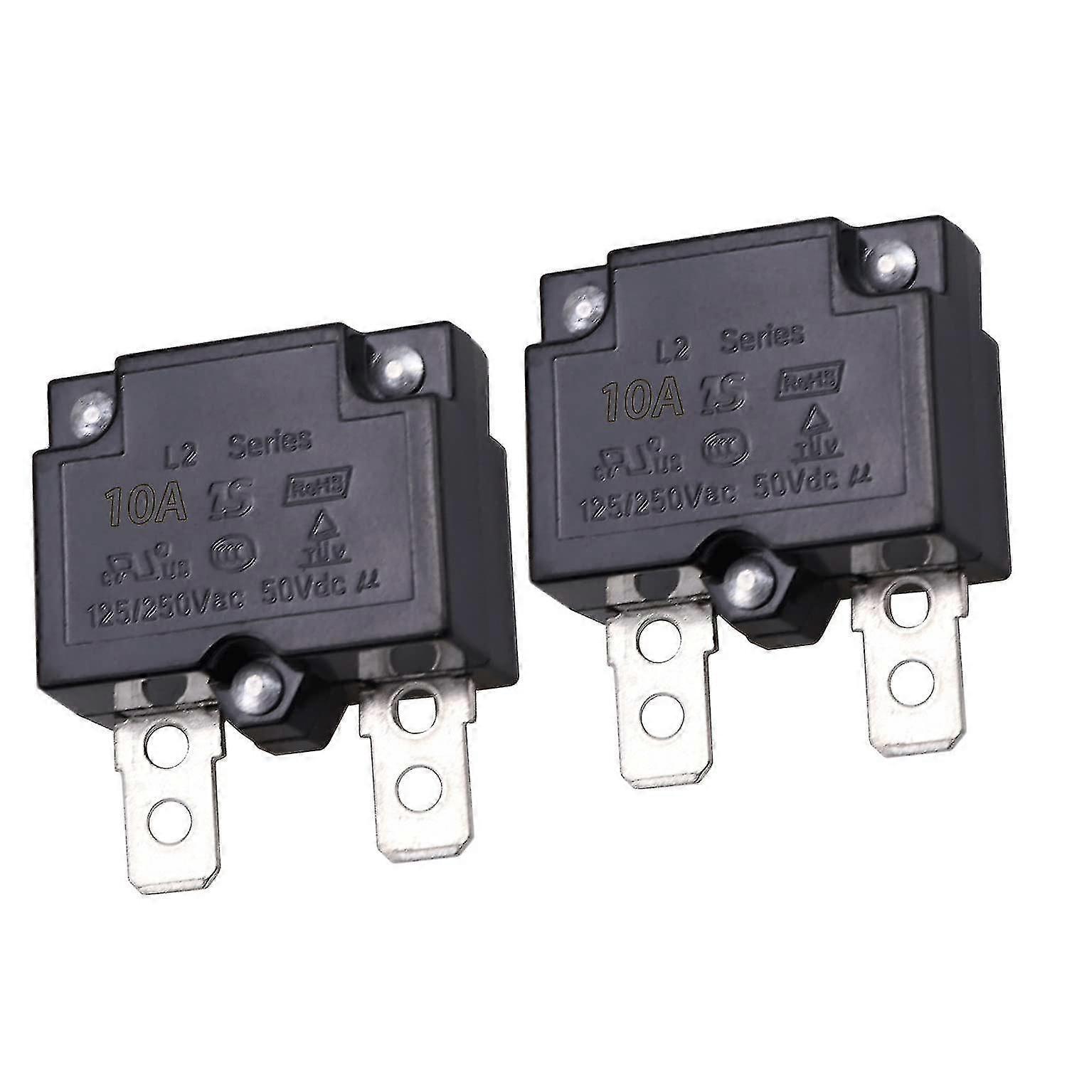 2 stk. 10a automatisk termisk sikringsbryter termisk overbelastningsvern 10amp L2-serien 125–250v AC 50v DC automatisk tilbakestillingsrelé sikring termisk bryterkrets