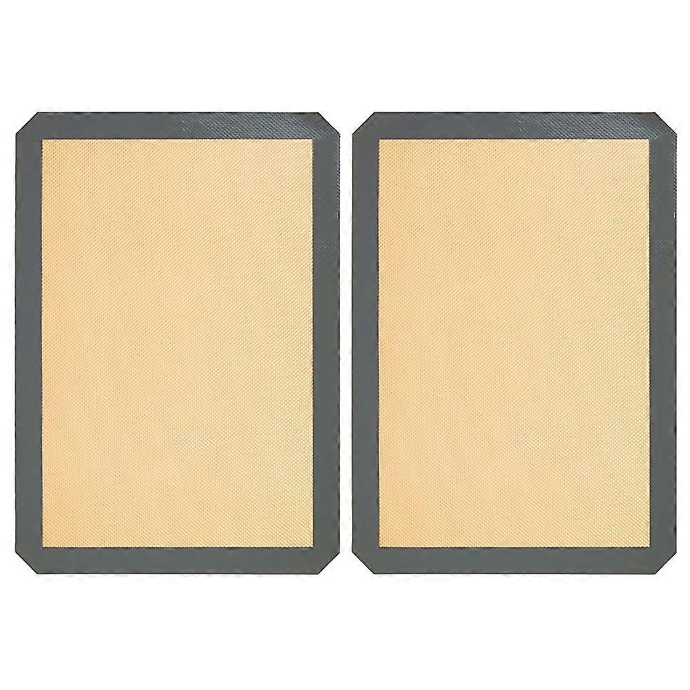 Silicone Heat Resistant Mat Fiberglass Baking Mats for Restaurant Use Khaki Non-Stick Barbecue Mat 2Pcs