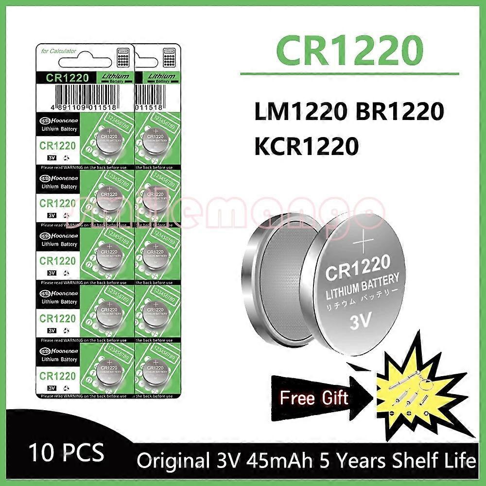 CR1220 45mAh LM1220 BR1220 KCR1220 3V Lithium Battery for Toy Watch Scale Calculator Car Remote Control