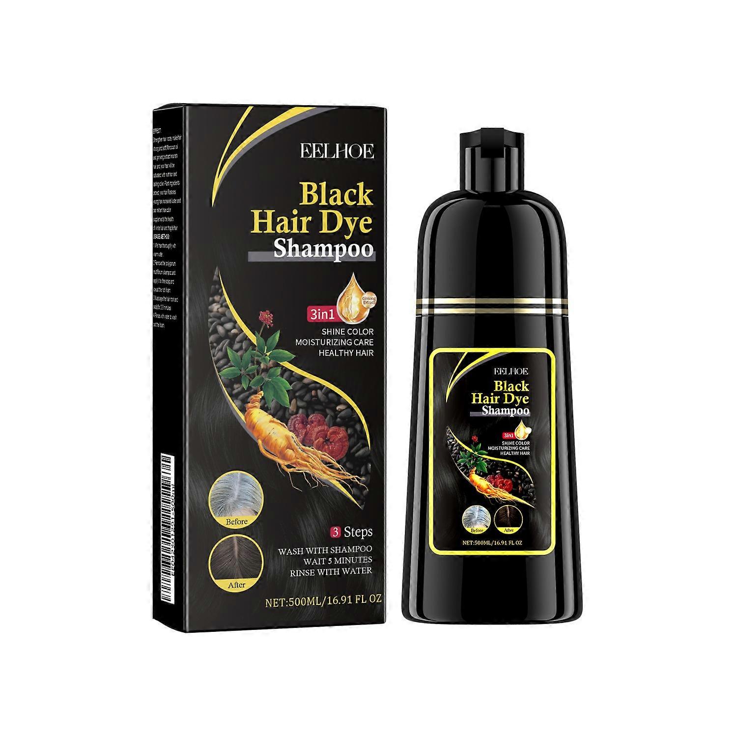 1-6x EELHOE hajsötétítő sampon 500ml Fo-Ti kivonattal Fekete haj mélyen tápláló javító csökkenti