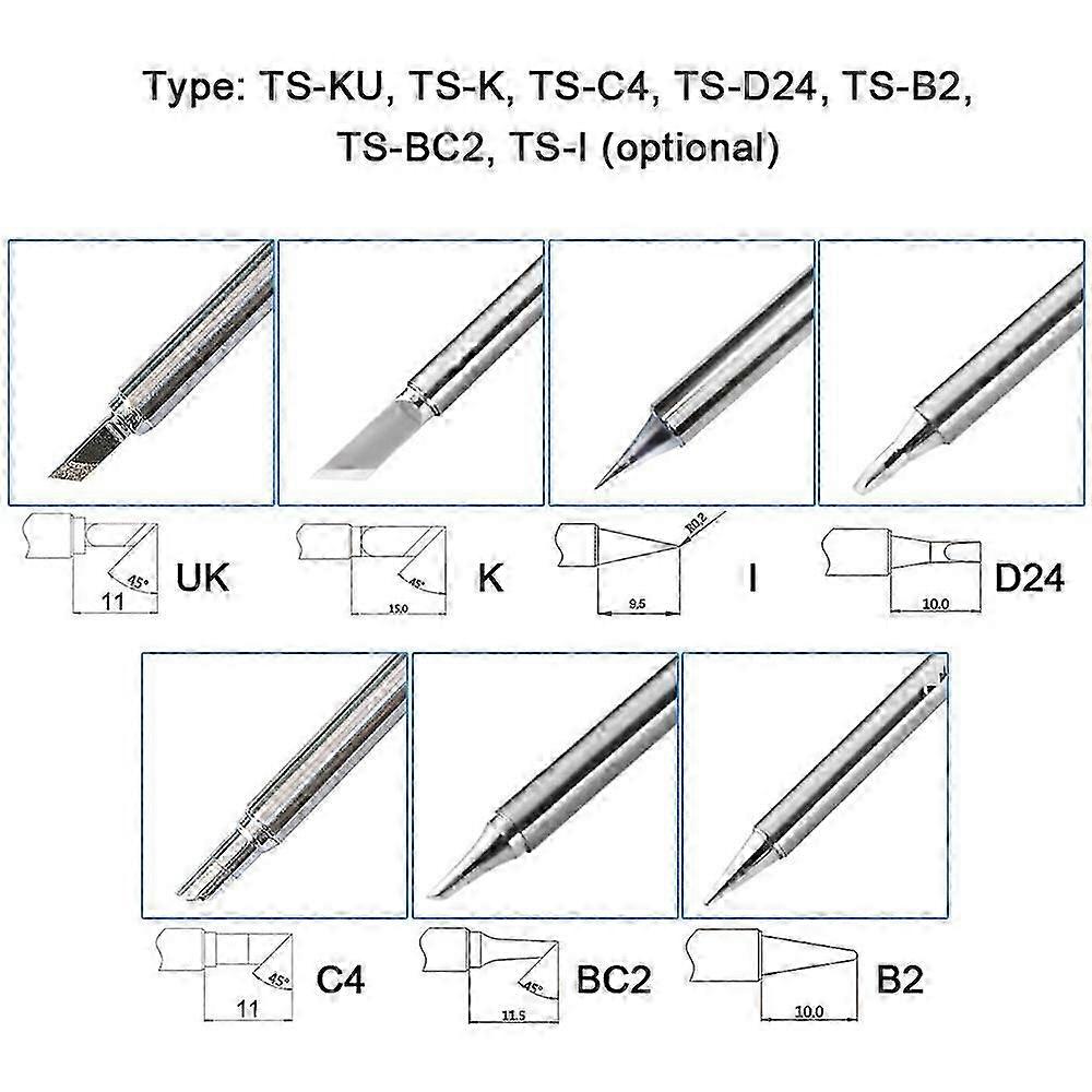 Mini TS100 TS101 Mini Digital Soldering Iron Bit Steel Welding Tips Easy Installation Replacement Heads 7Types Optional