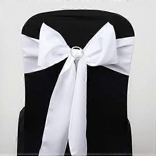 10 White Polyester Chair Sashes Bows Ties - Wedding Party Ceremony Reception