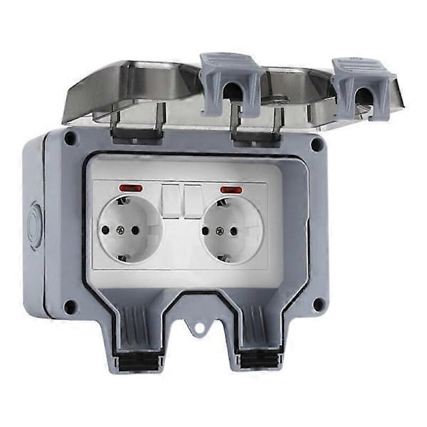 IP66 waterproof outdoor socket with switch, waterproof junction box, double outdoor wall socket